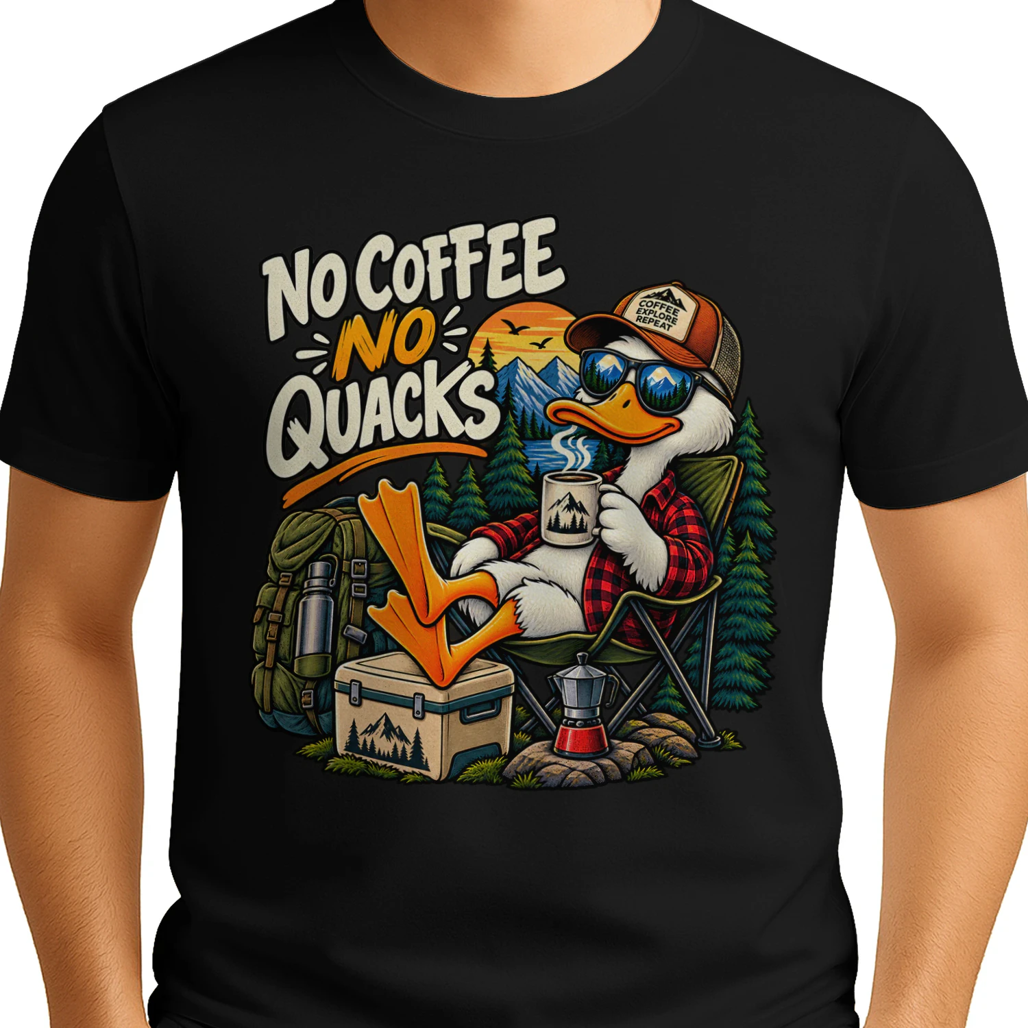 No Coffee No Quacks Funny Duck Camping Coffee Design