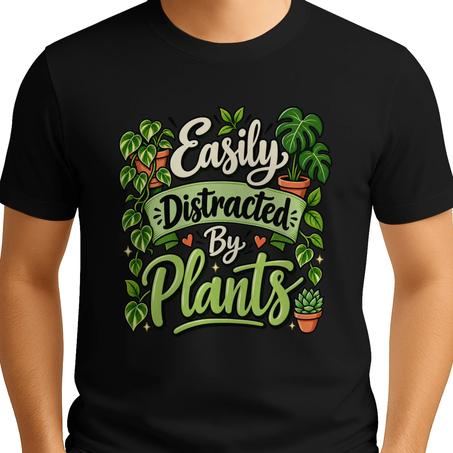 Easily Distracted By Plants Funny Plant Lover Graphic