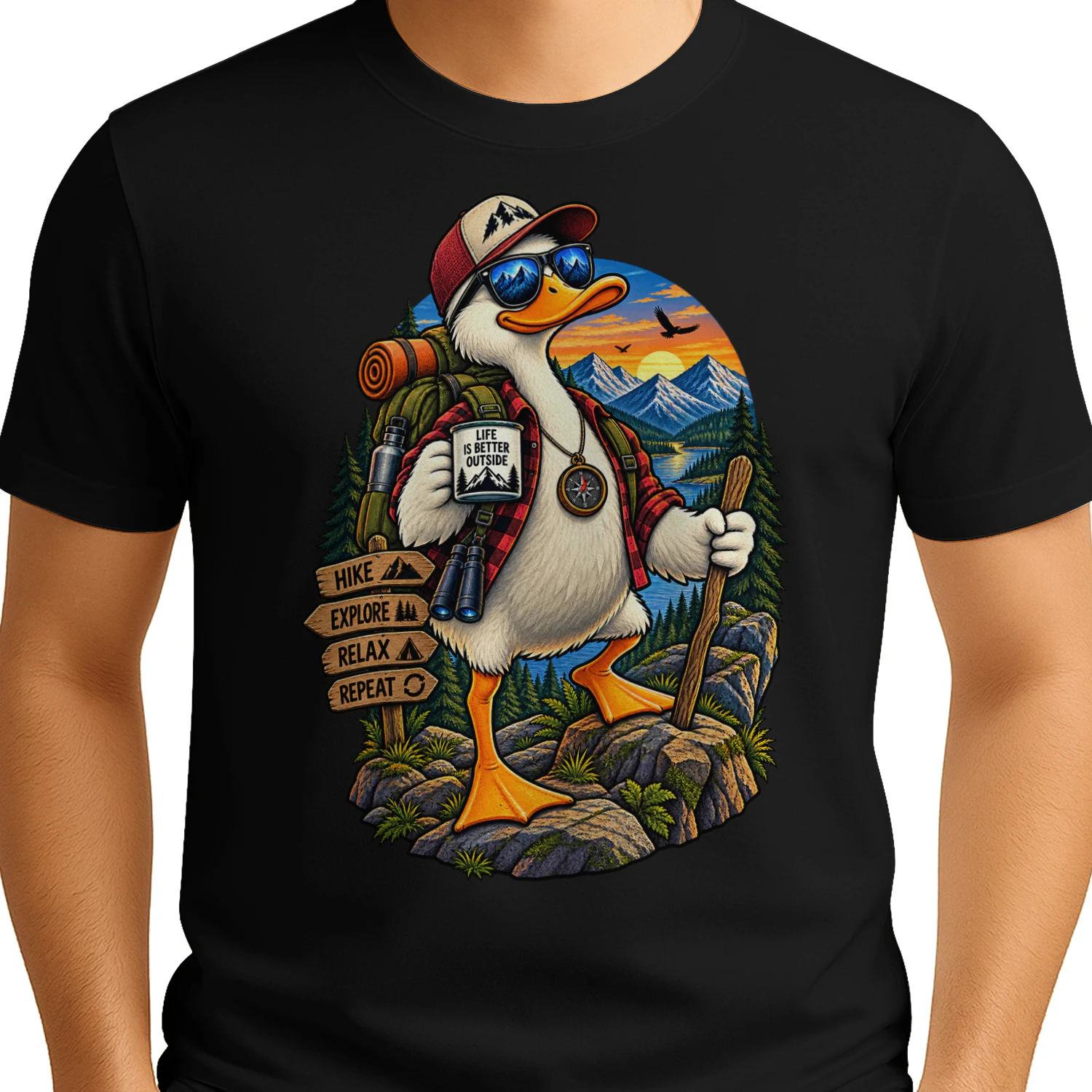 Life Is Better Outside Funny Duck Hiking Adventure Design