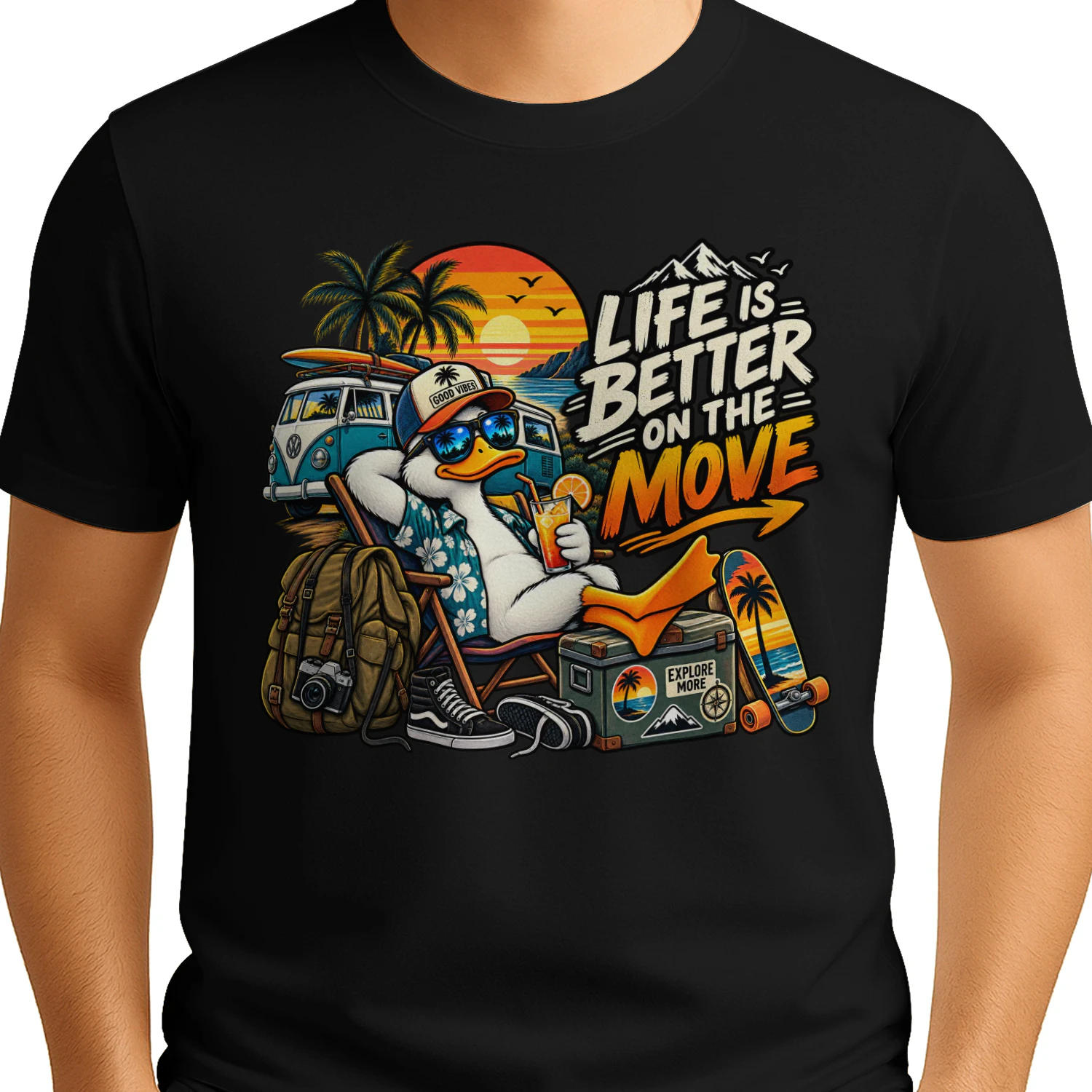 Life Is Better On The Move Funny Duck Travel Adventure Design