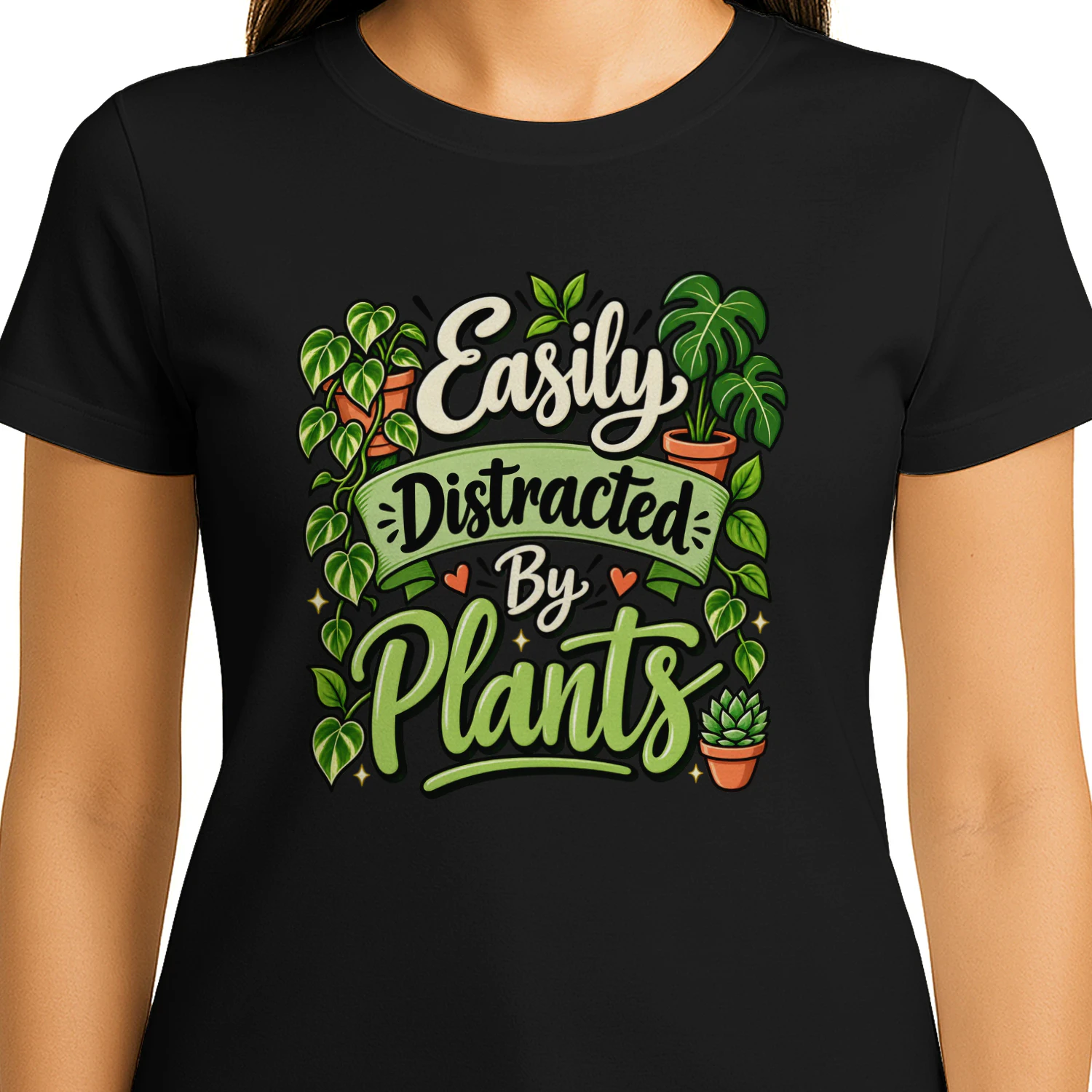Easily Distracted By Plants Funny Plant Lover Graphic