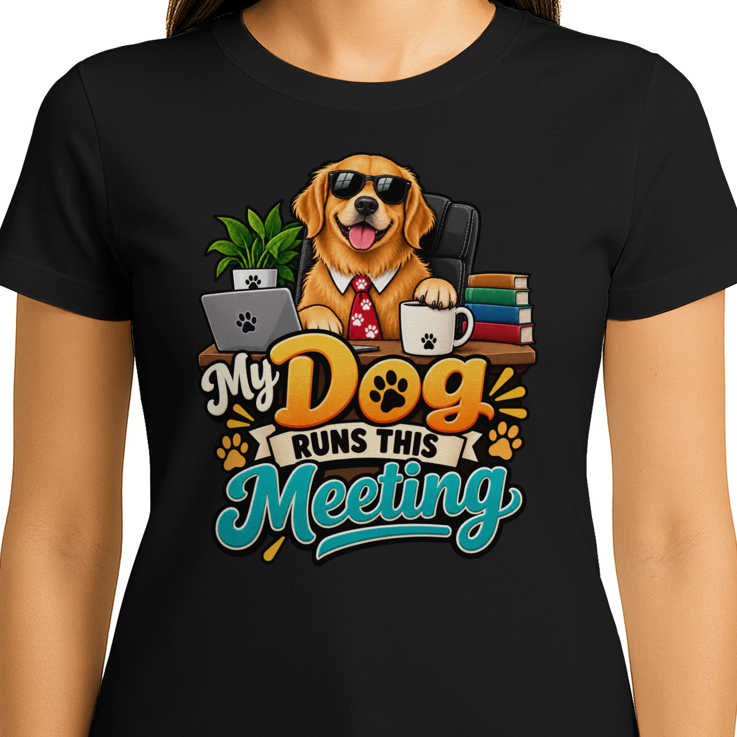 My Dog Runs This Meeting Funny Office Dog Humor