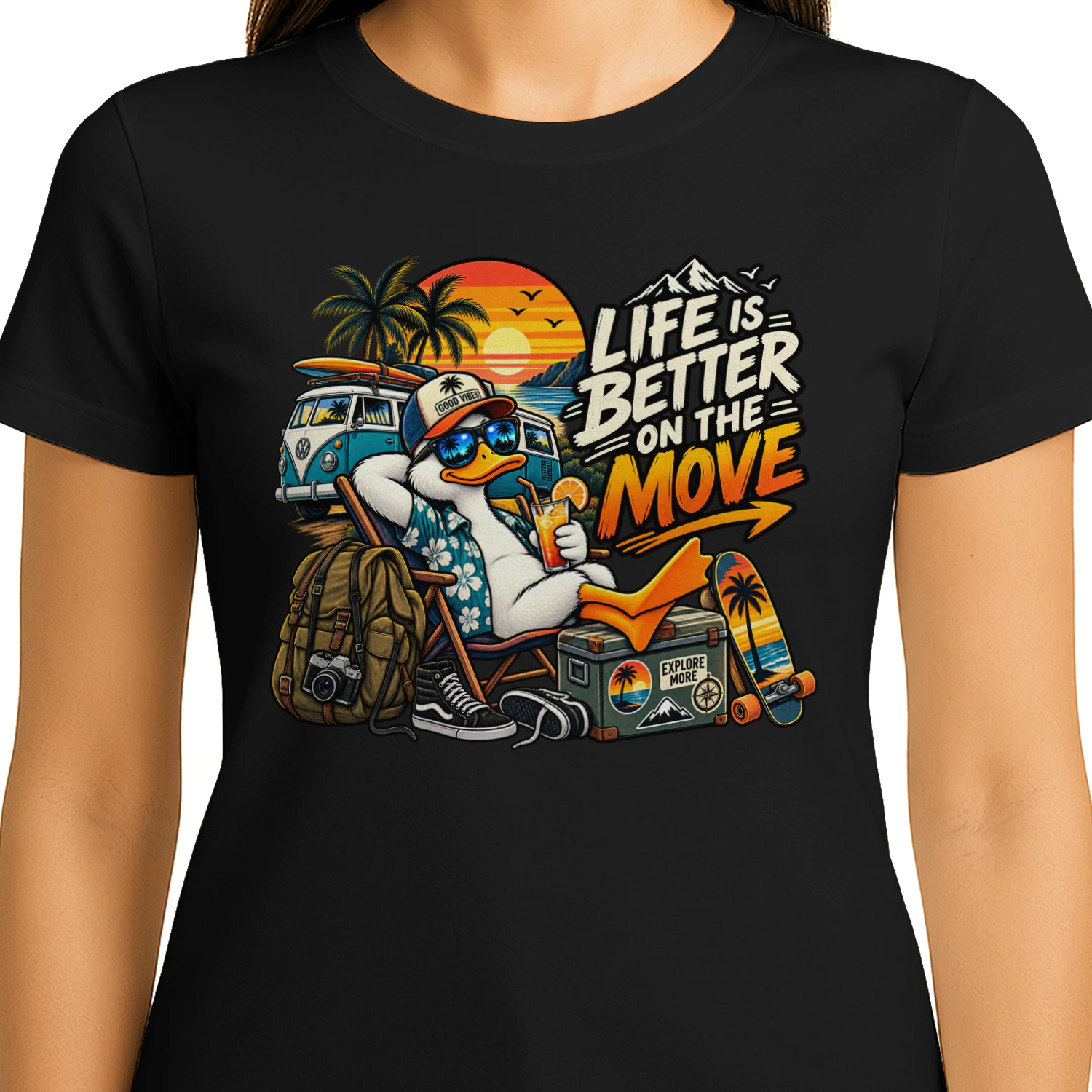 Life Is Better On The Move Funny Duck Travel Adventure Design