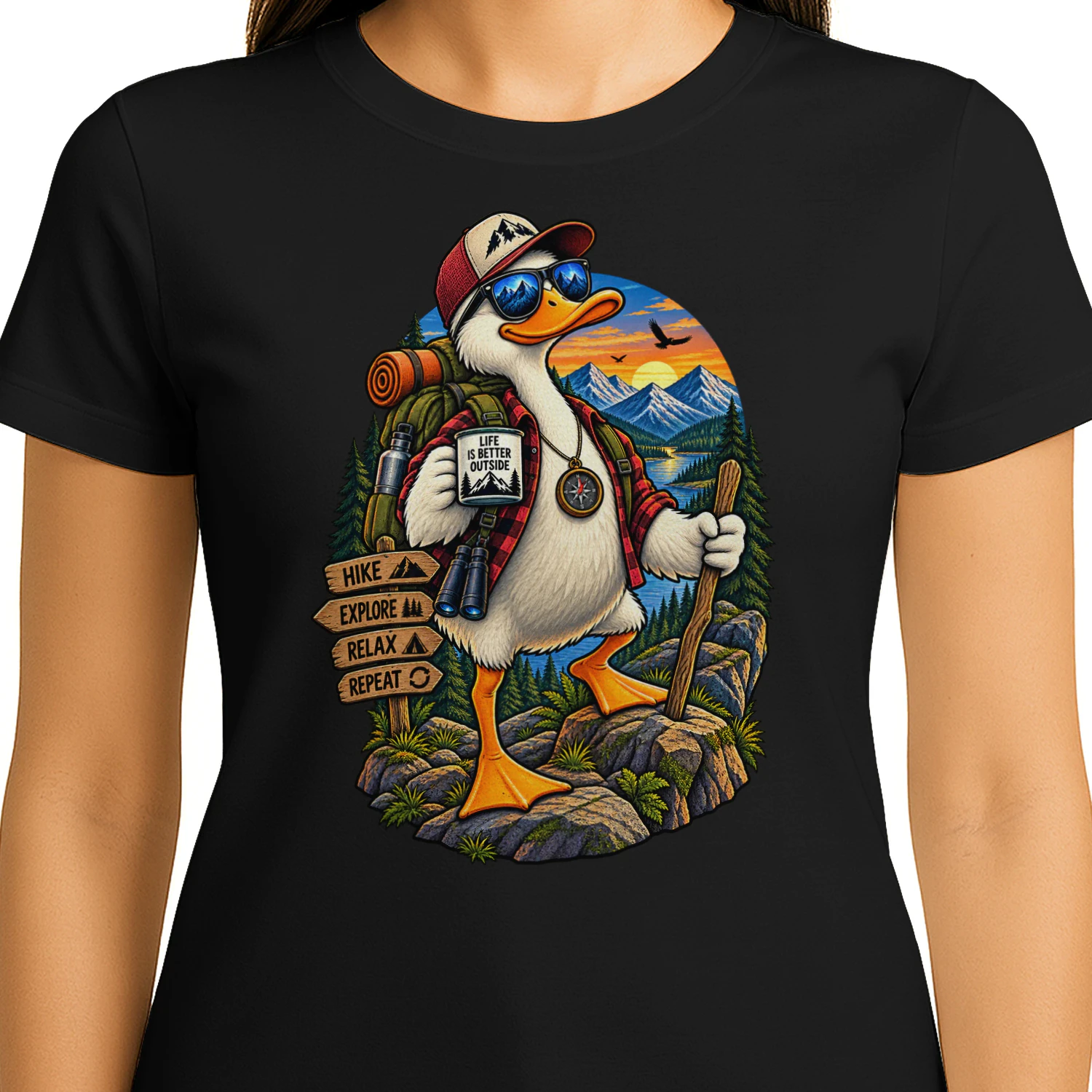 Life Is Better Outside Funny Duck Hiking Adventure Design