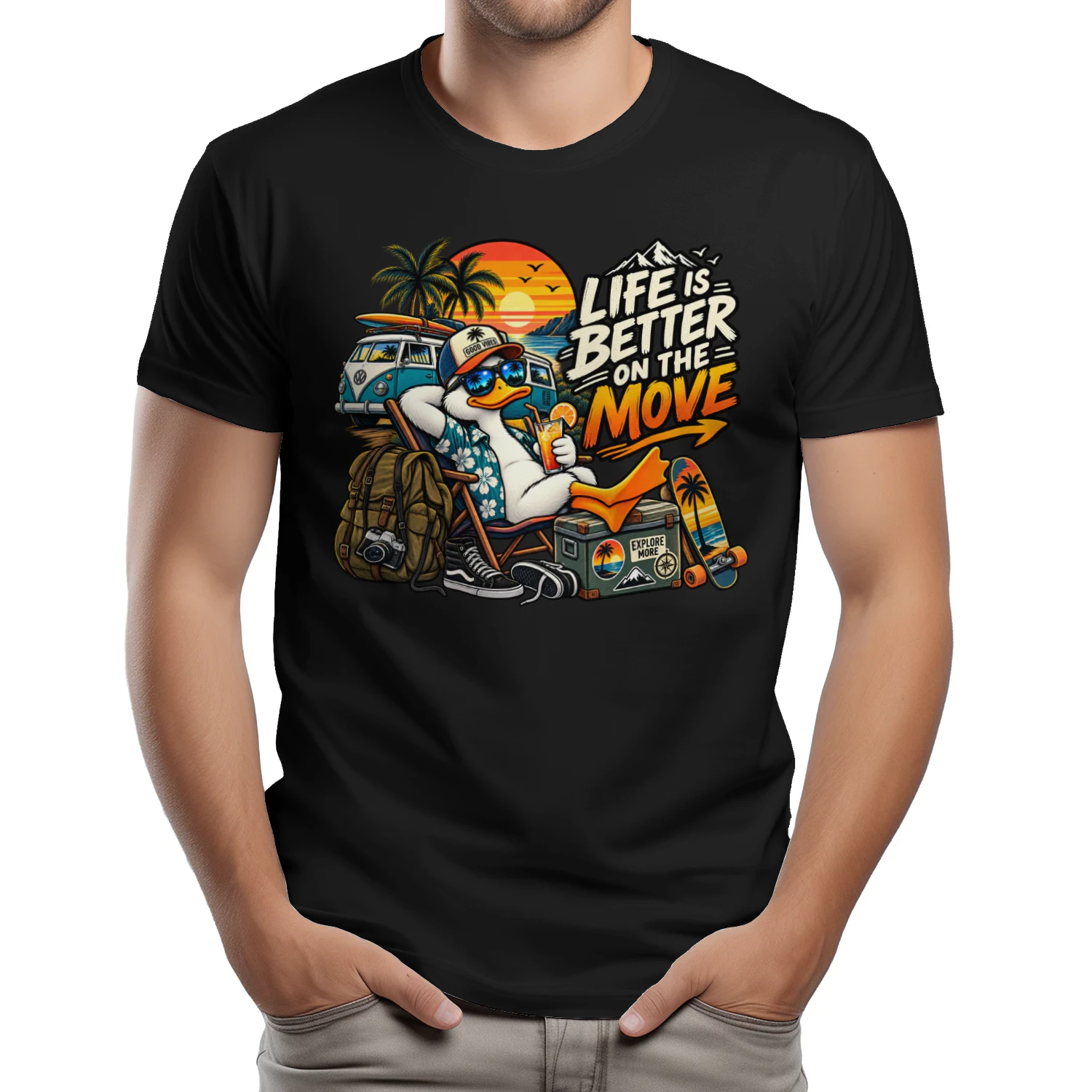 Life Is Better On The Move Funny Duck Travel Adventure Design