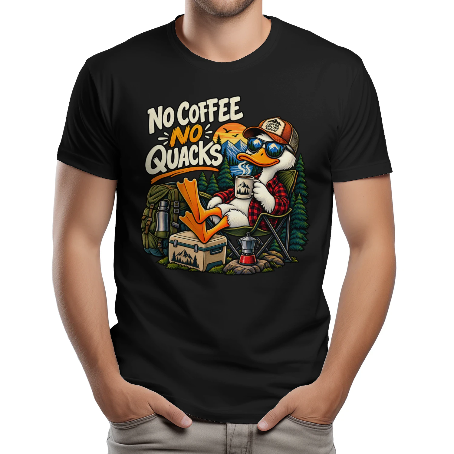 No Coffee No Quacks Funny Duck Camping Coffee Design