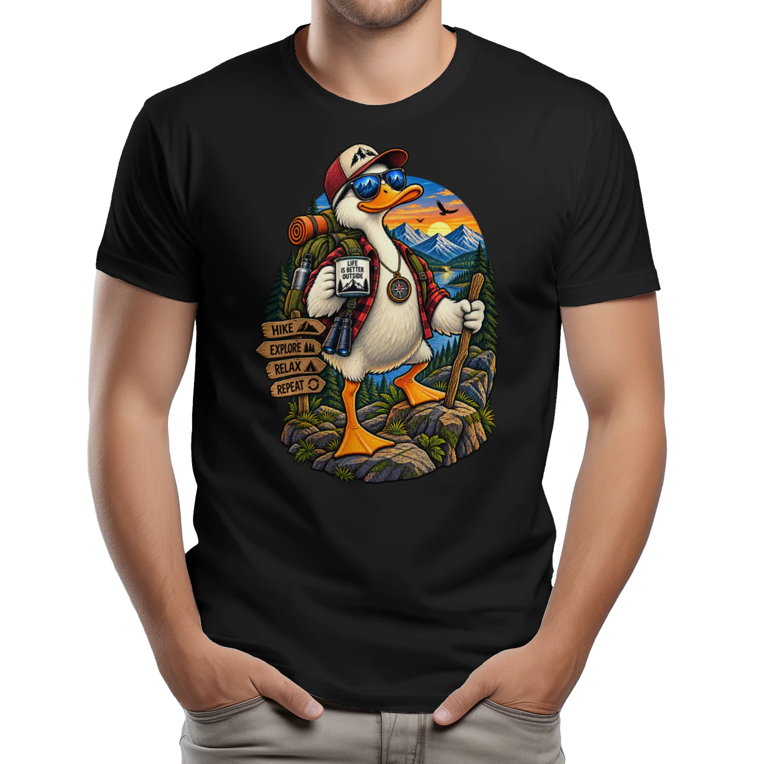 Life Is Better Outside Funny Duck Hiking Adventure Design