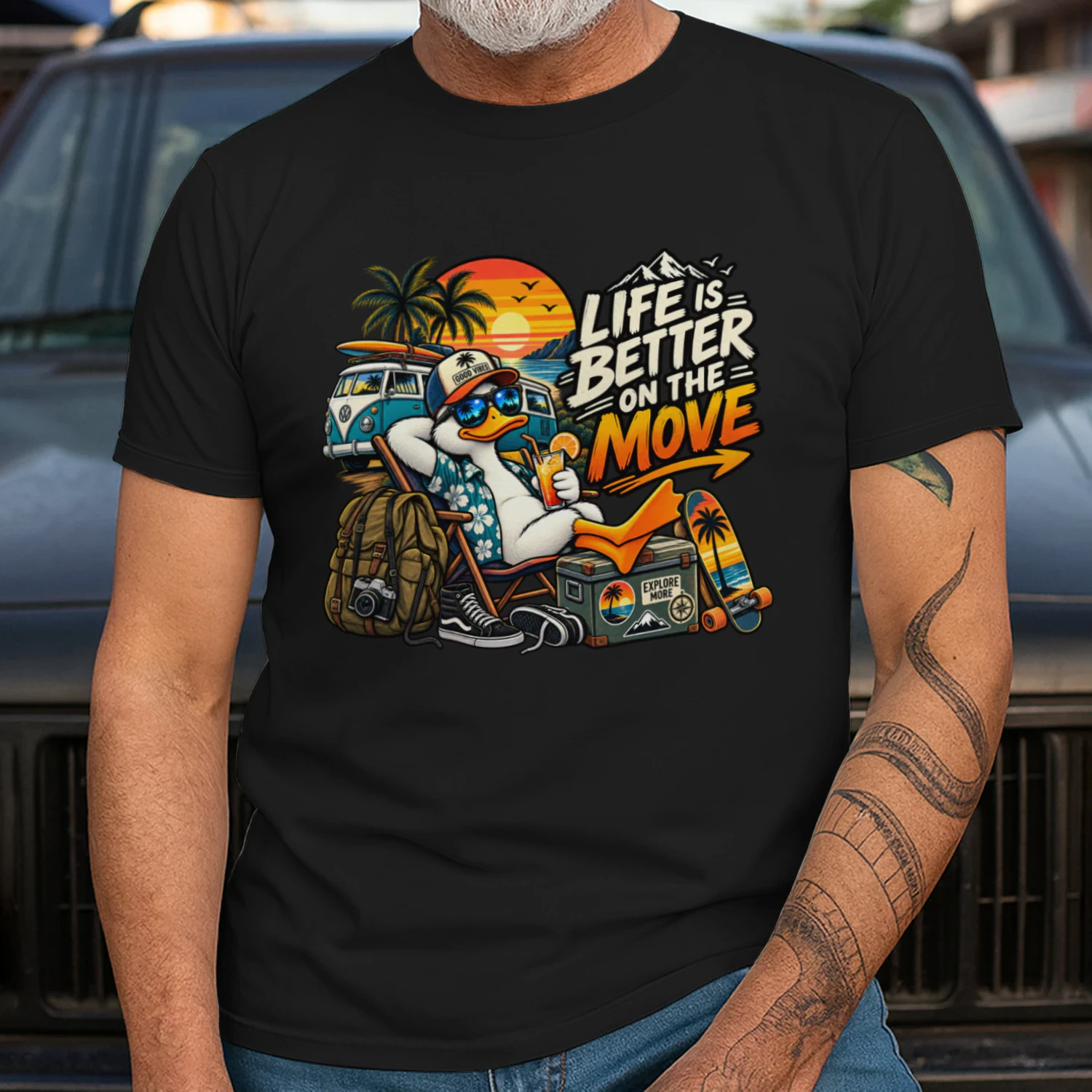 Life Is Better On The Move Funny Duck Travel Adventure Design