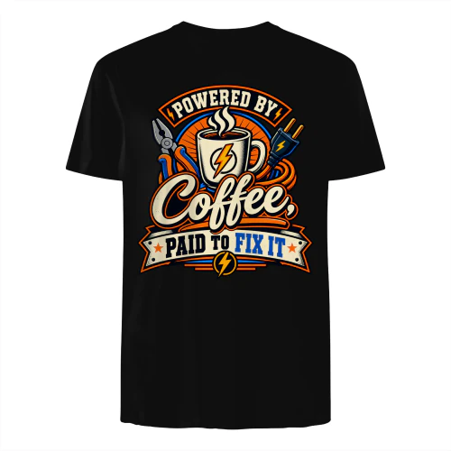 Powered By Coffee Paid To Fix It Funny Repair Worker T-Shirt