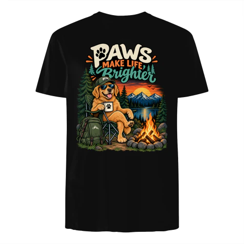 Paws Make Life Brighter Funny Dog Camping T-Shirt
