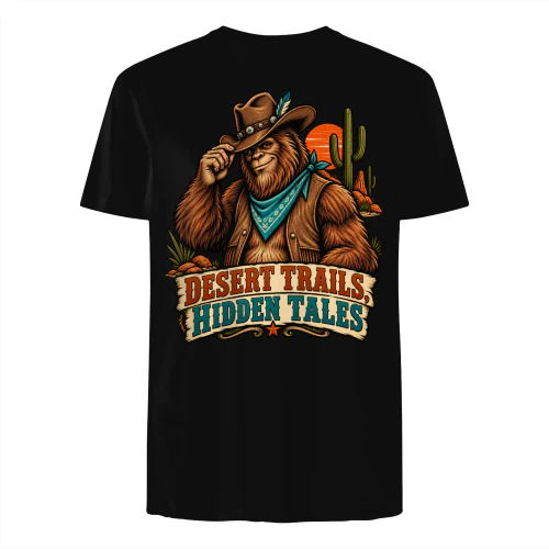 Desert Trails, Hidden Tales - Cowboy Bigfoot T-Shirt