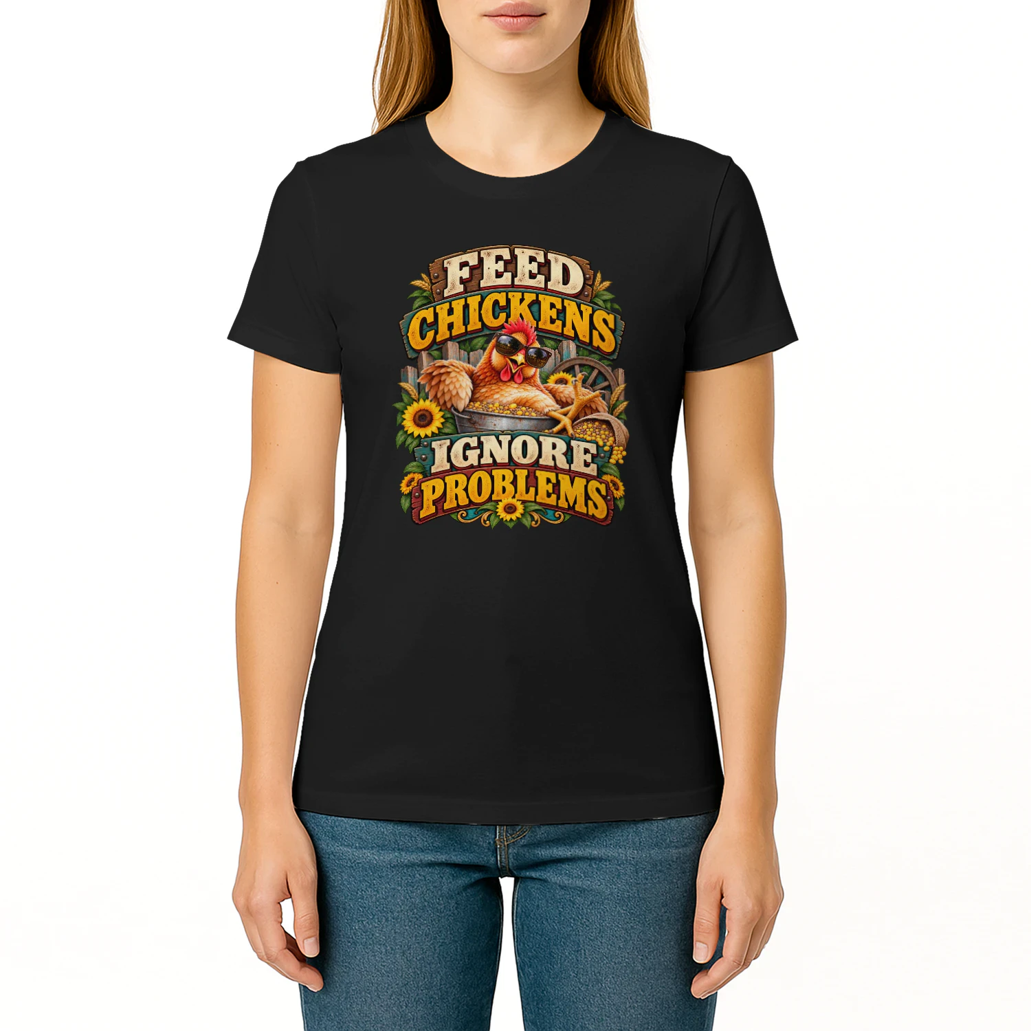 FEED CHICKENS IGNORE PROBLEMS