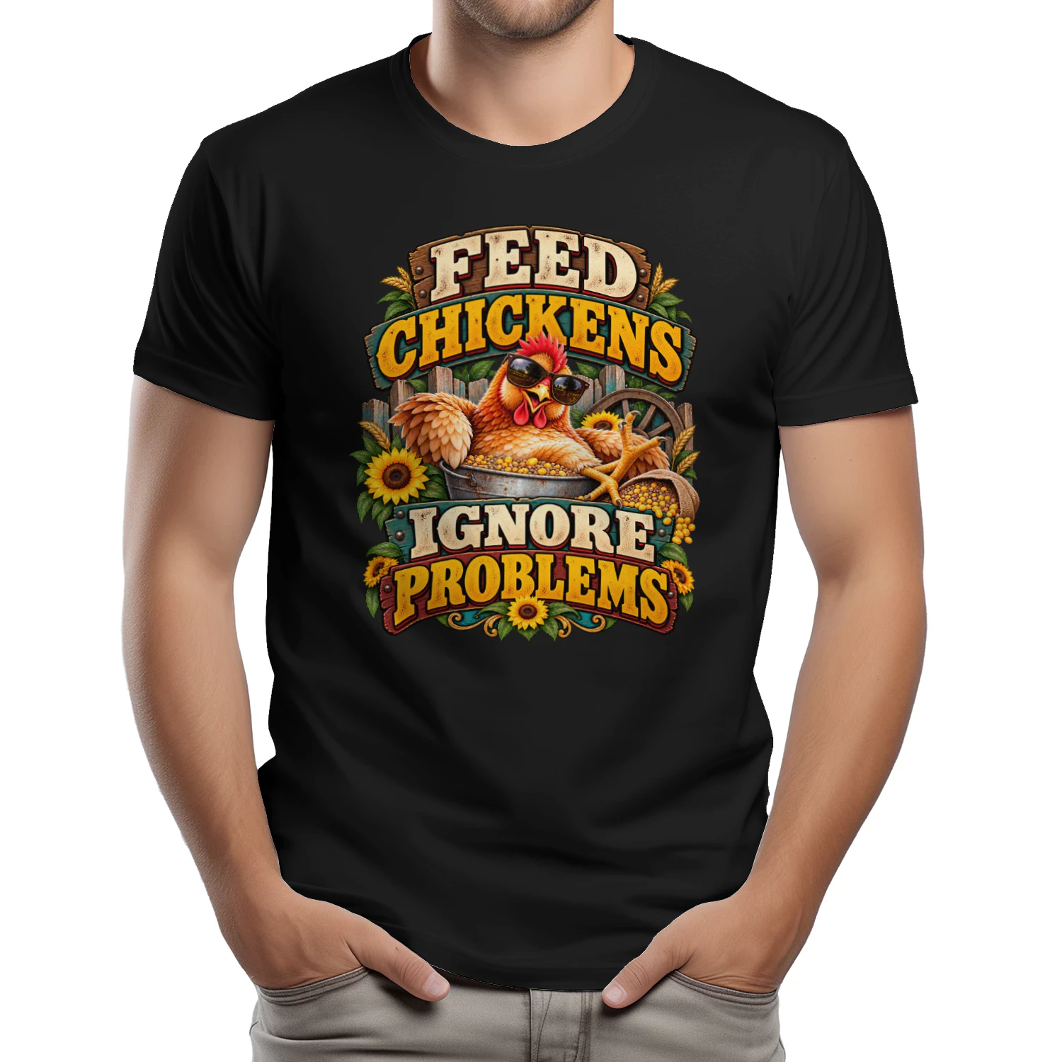 FEED CHICKENS IGNORE PROBLEMS