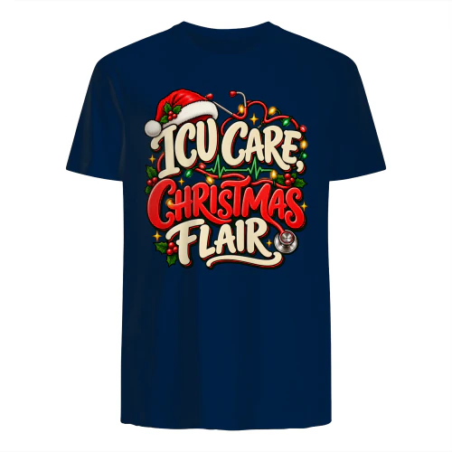 ICU Care Christmas Flair Nurse Shirt