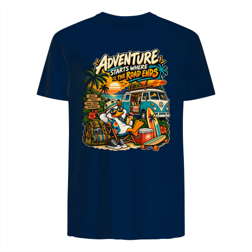 Adventure Starts Where The Road Ends – Funny Duck & Camper Van