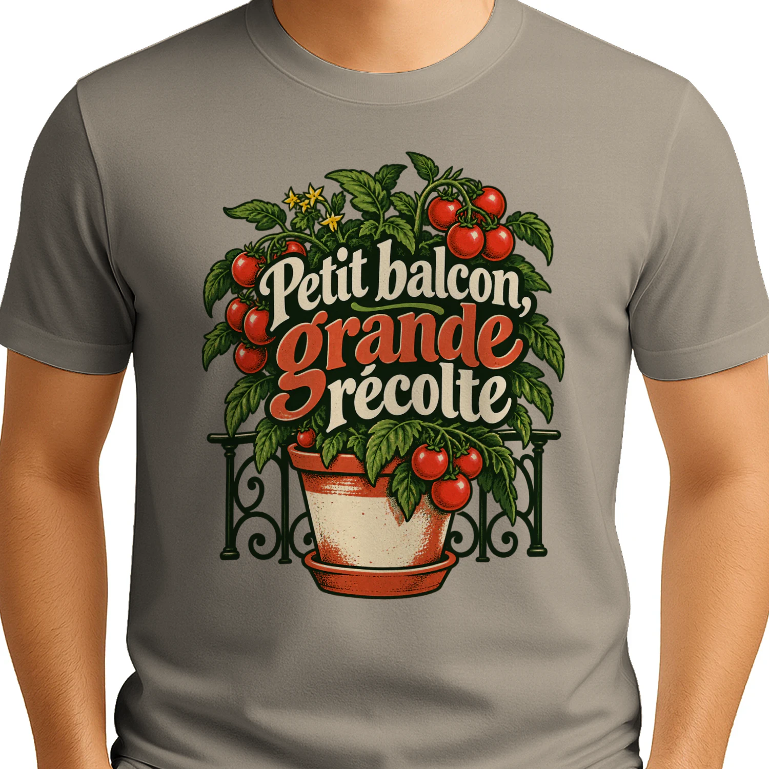 Balcon fleuri, récolte de tomates