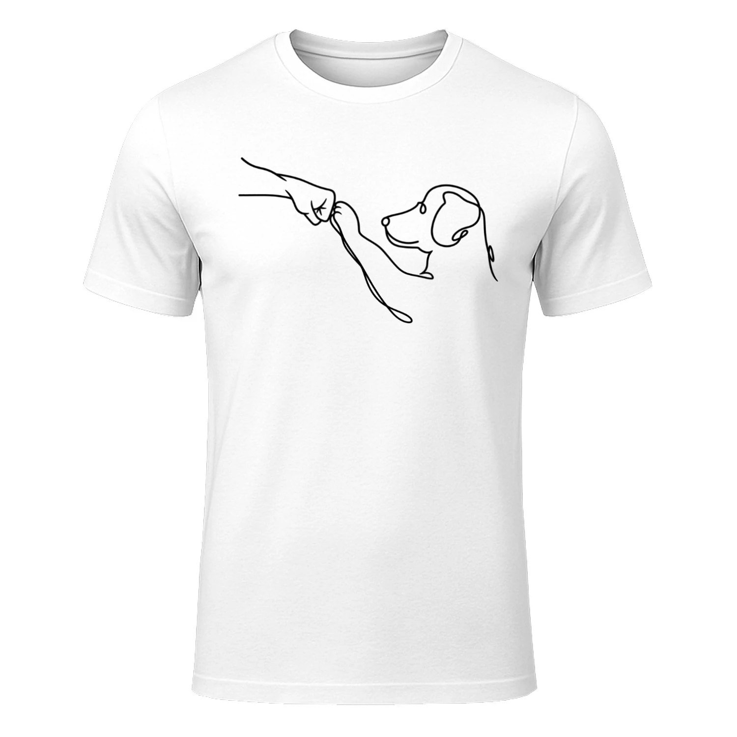 Men's Line Art Dog, Super Cute Hand-Drawn Puppy Sketch, Minimalist Pet Interaction, Adorable Paw Print