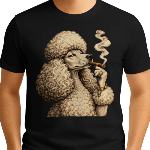 Funny Poodle Smoking Cigarette Grunge Dog Meme Vintage T-Shirt