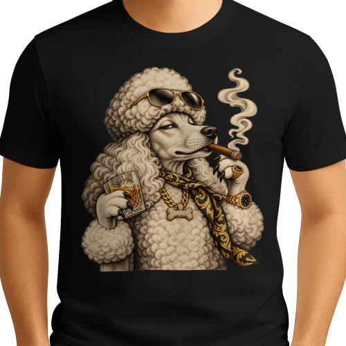 Funny Poodle Smoking Cigarette Grunge Dog Meme Vintage T-Shirt