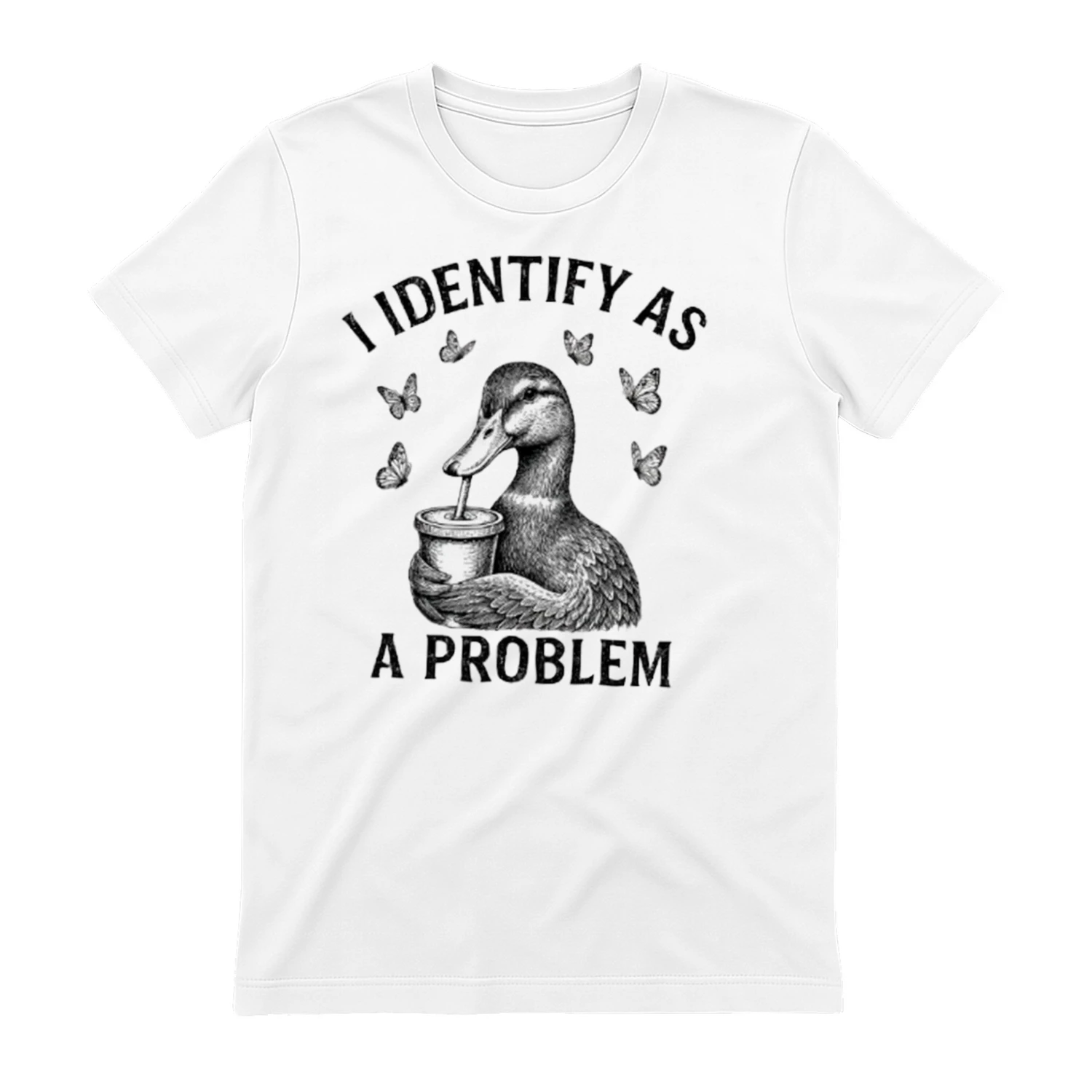 I Identify As A Problem – Funny Vintage Duck Illustration