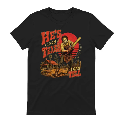 He's From Texas Chainsaw Slasher Vintage Horror Art