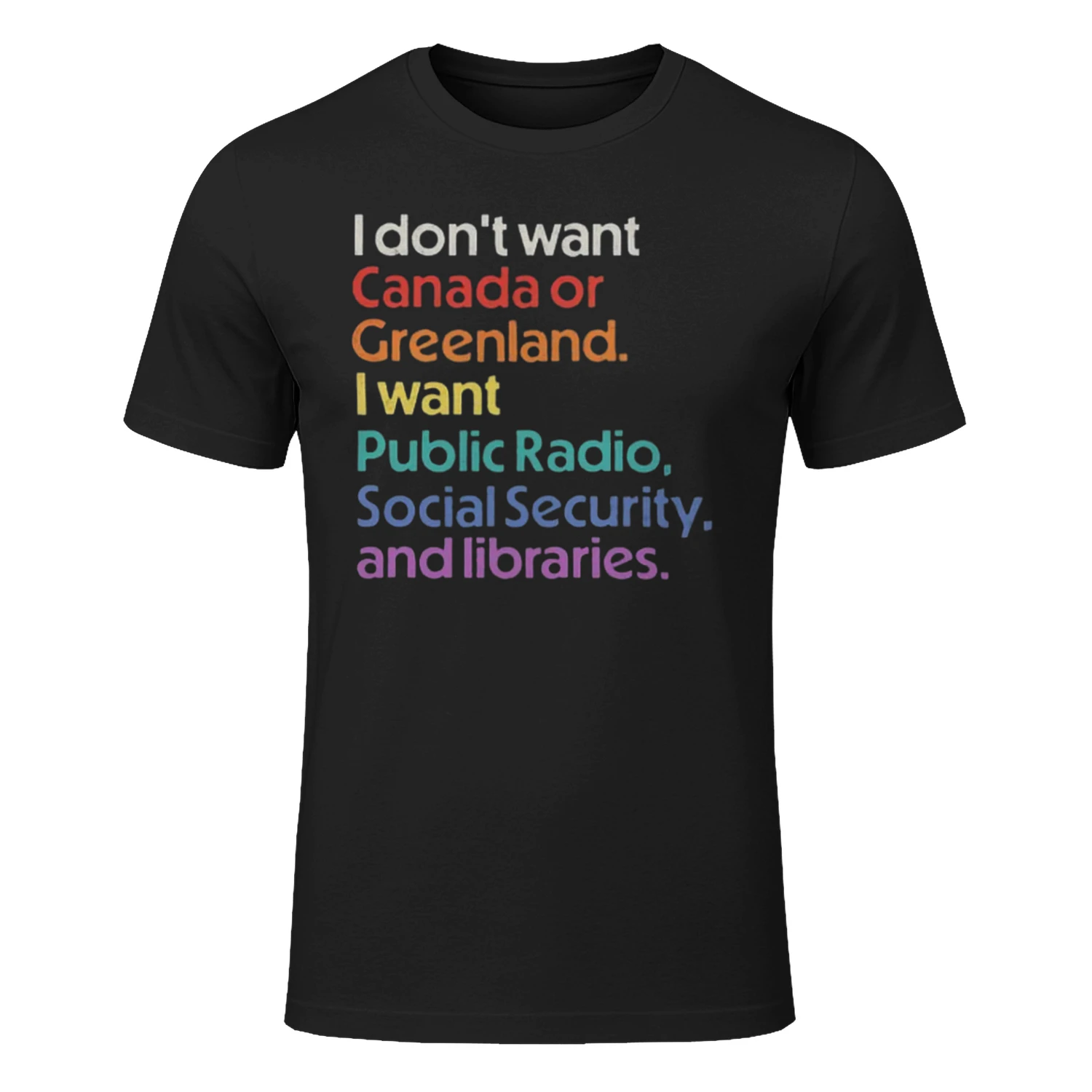 I don't want Canada or Greenland. I want Public Radio, Social Security, and libraries