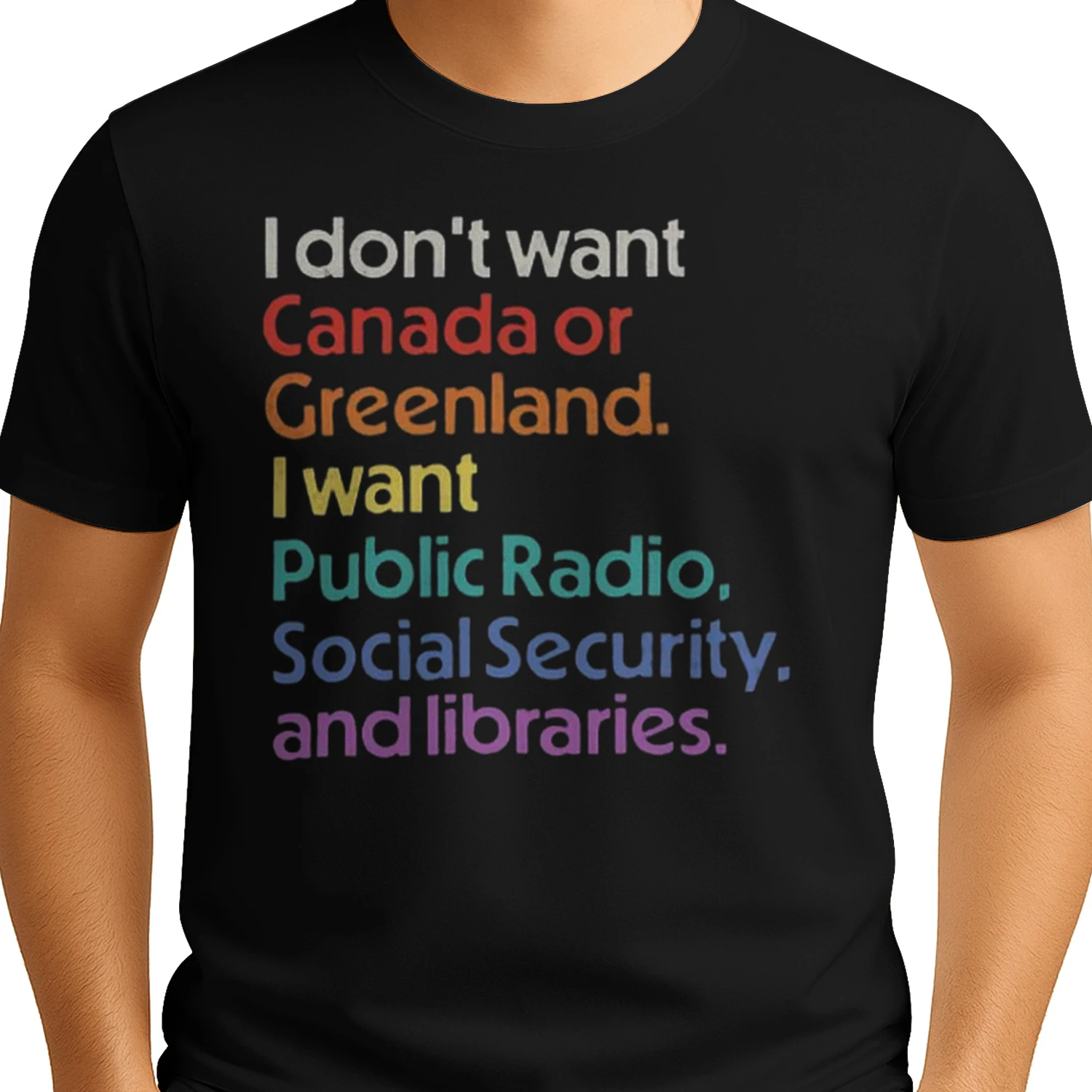 I don't want Canada or Greenland. I want Public Radio, Social Security, and libraries