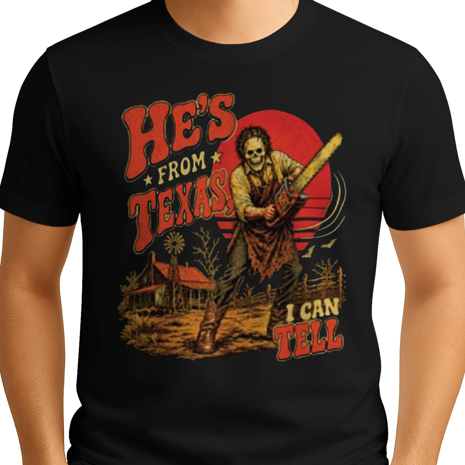 He's From Texas Chainsaw Slasher Vintage Horror Art