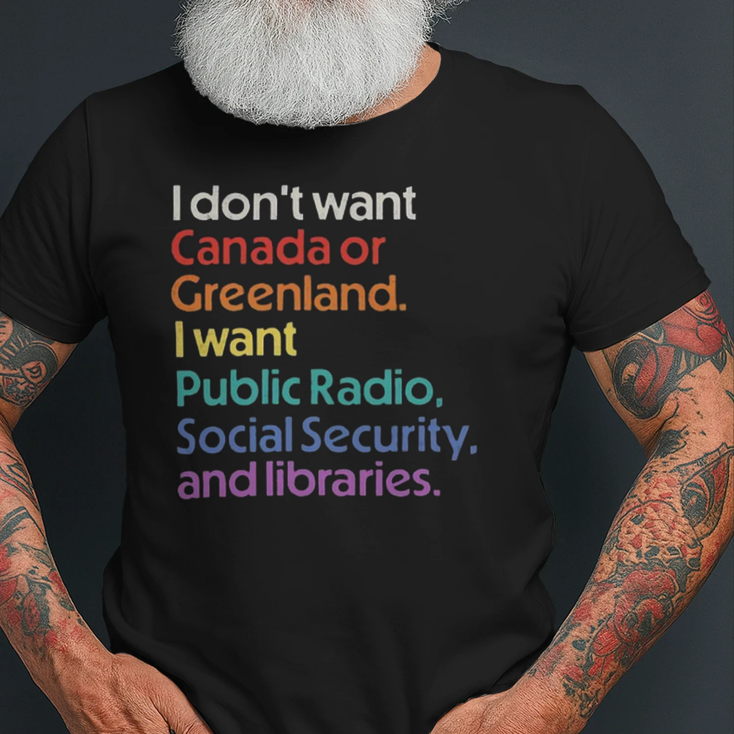 I don't want Canada or Greenland. I want Public Radio, Social Security, and libraries