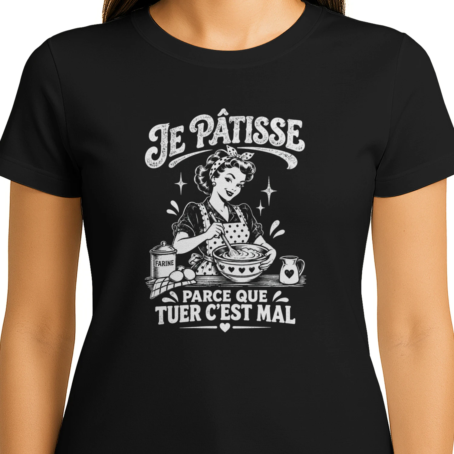 T-shirt Je Pâtisse Parce Que Tuer C’est Mal – Humour Vintage