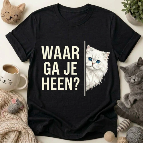 Waar Ga Je Heen Grappige Kat Unisex T-Shirt