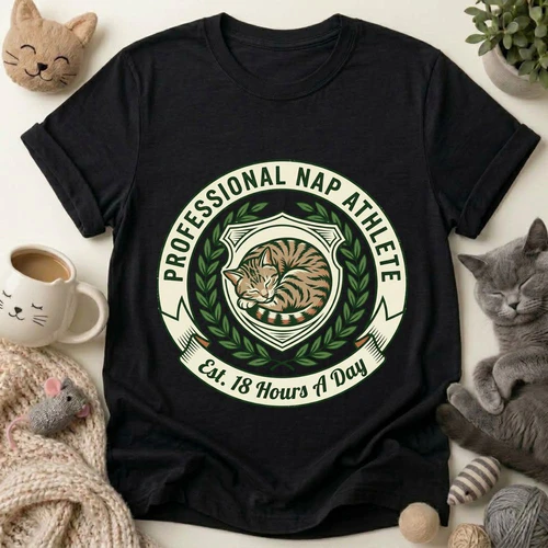 Professional Nap Athlete Funny Cat T-shirt