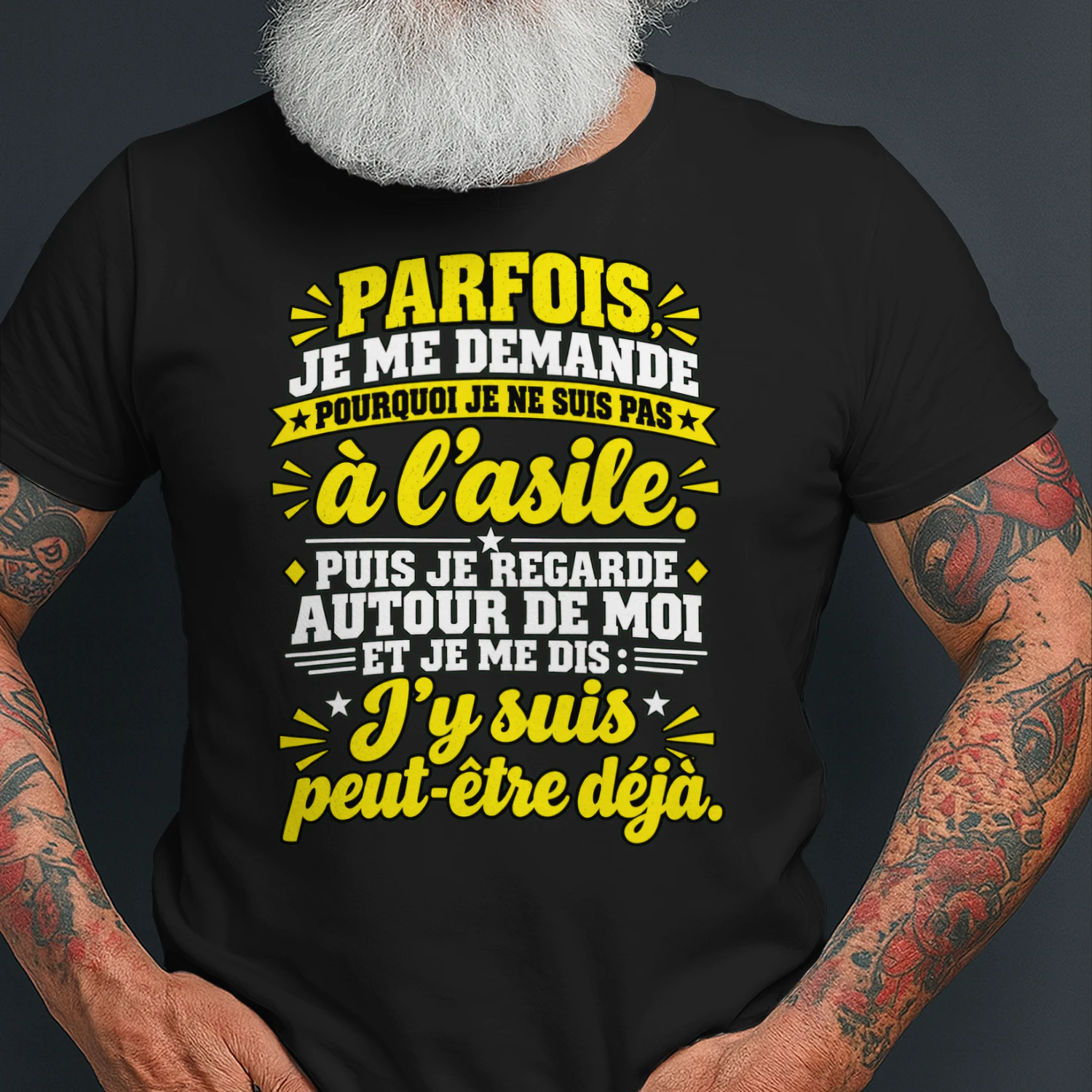 PARFOIS, JE ME DEMANDE POURQUOI JE NE SUIS PAS À L'ASILE. PUIS JE REGARDE AUTOUR DE MOI ET JE ME DIS : J'Y SUIS PEUT-ÊTRE DÉJÀ.