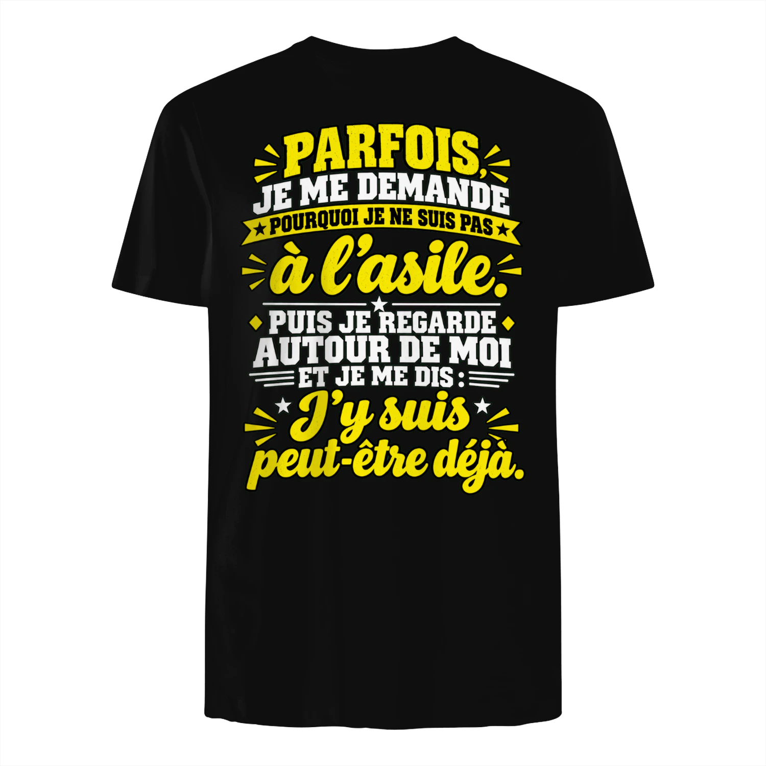 PARFOIS, JE ME DEMANDE POURQUOI JE NE SUIS PAS À L'ASILE. PUIS JE REGARDE AUTOUR DE MOI ET JE ME DIS : J'Y SUIS PEUT-ÊTRE DÉJÀ.