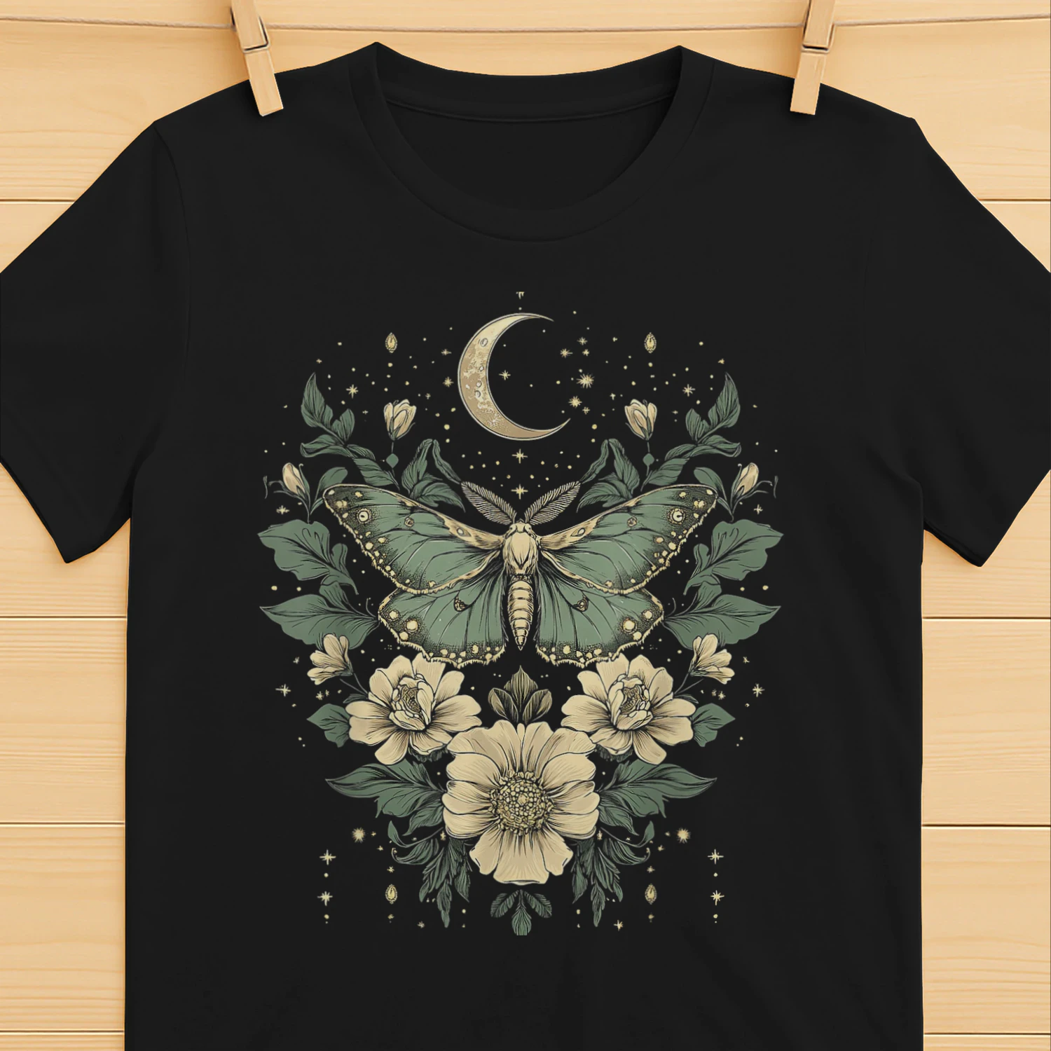 Goblincore Moth and Butterfly Moonphases Flowers Cottagecore