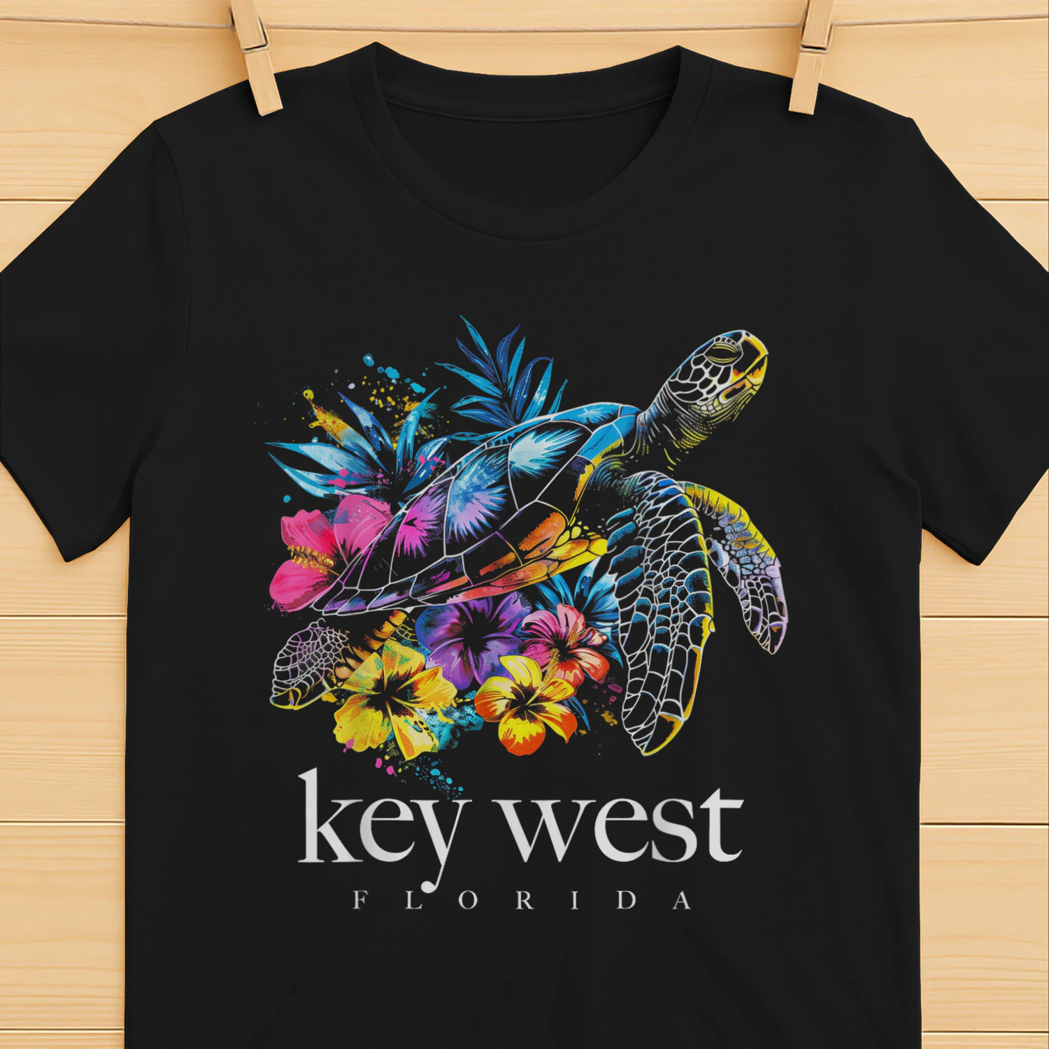 Key West Beach Florida Turtle Flowers Surfer Souvenir