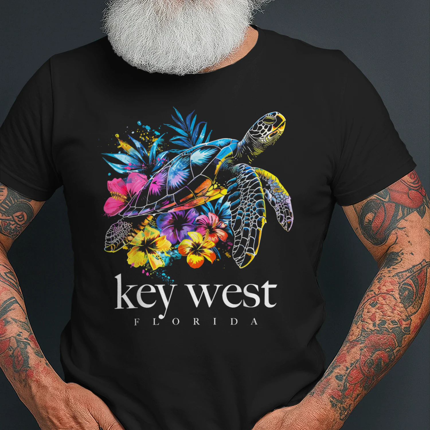 Key West Beach Florida Turtle Flowers Surfer Souvenir