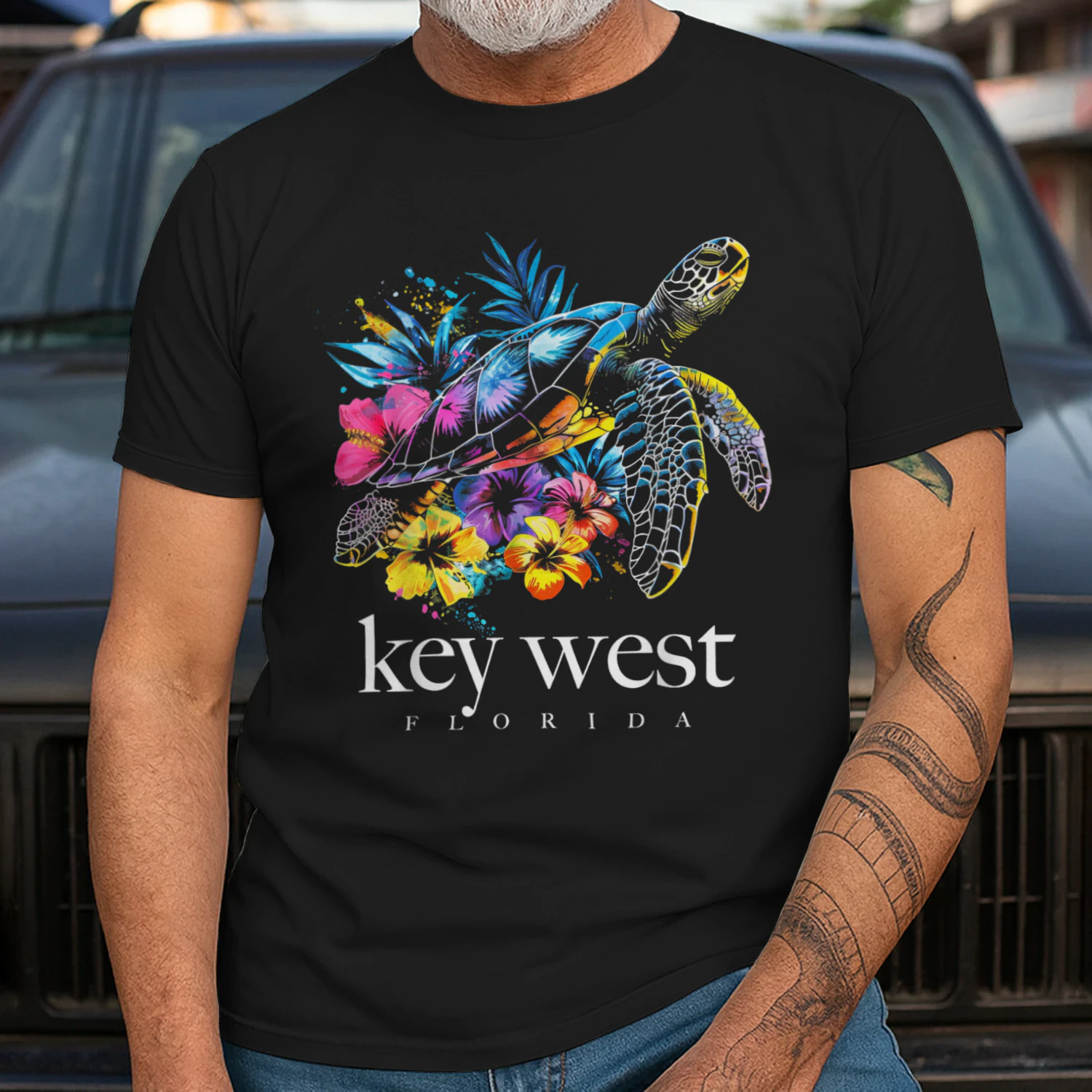 Key West Beach Florida Turtle Flowers Surfer Souvenir