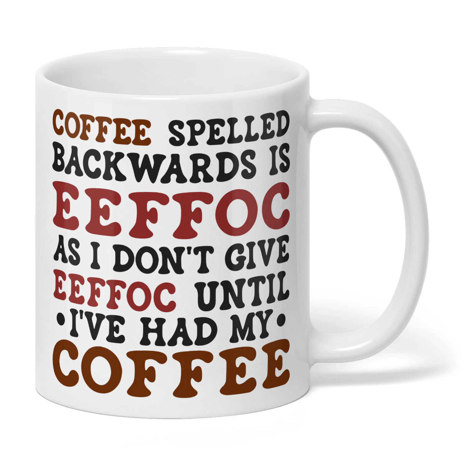 Coffee Spelled Backwards Is eeffoc Mug