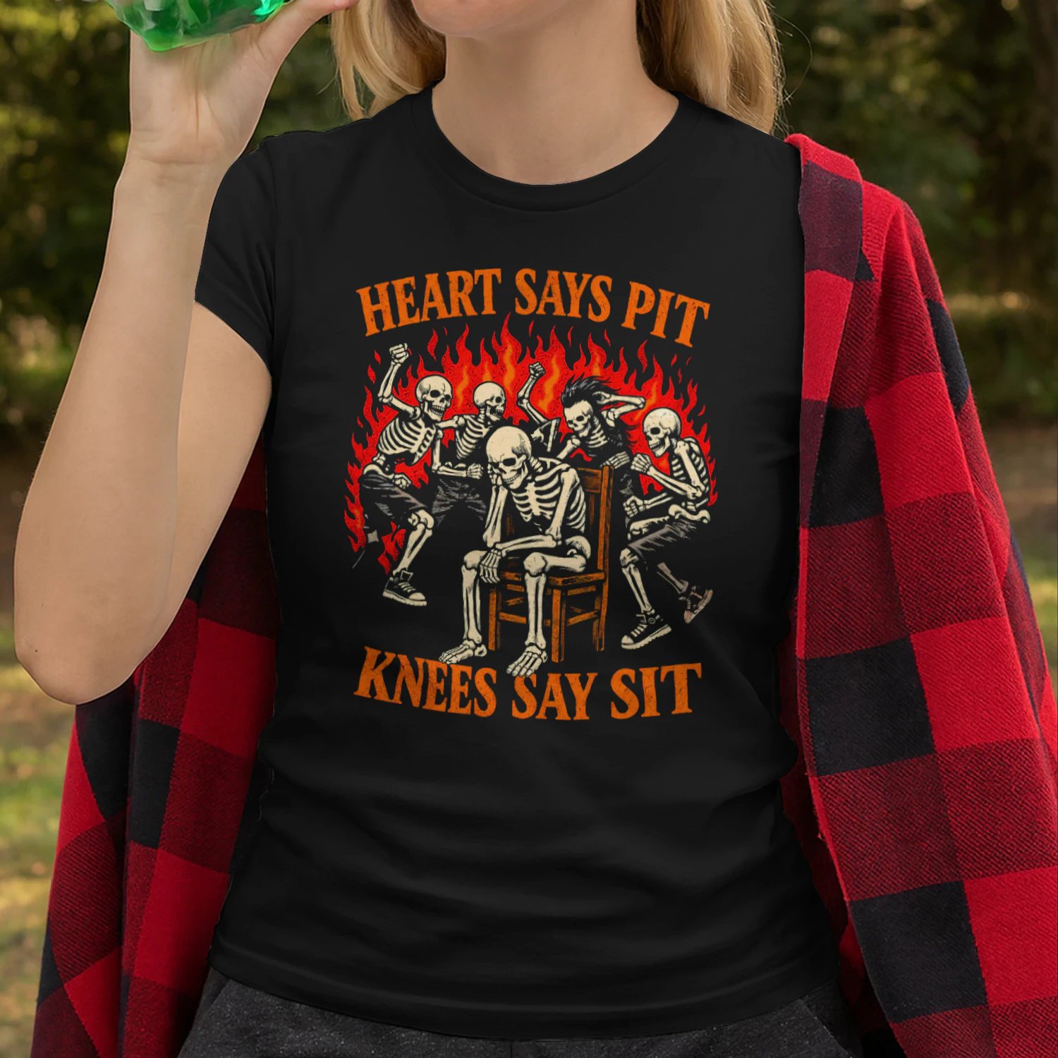 heart sayHeart Says Pit Knees Say Sit Skeleton Classic Unisex T-shirt 🤘💀 Funny Rock Music Mosh Pit Concert Tee  – Get Yours Today!