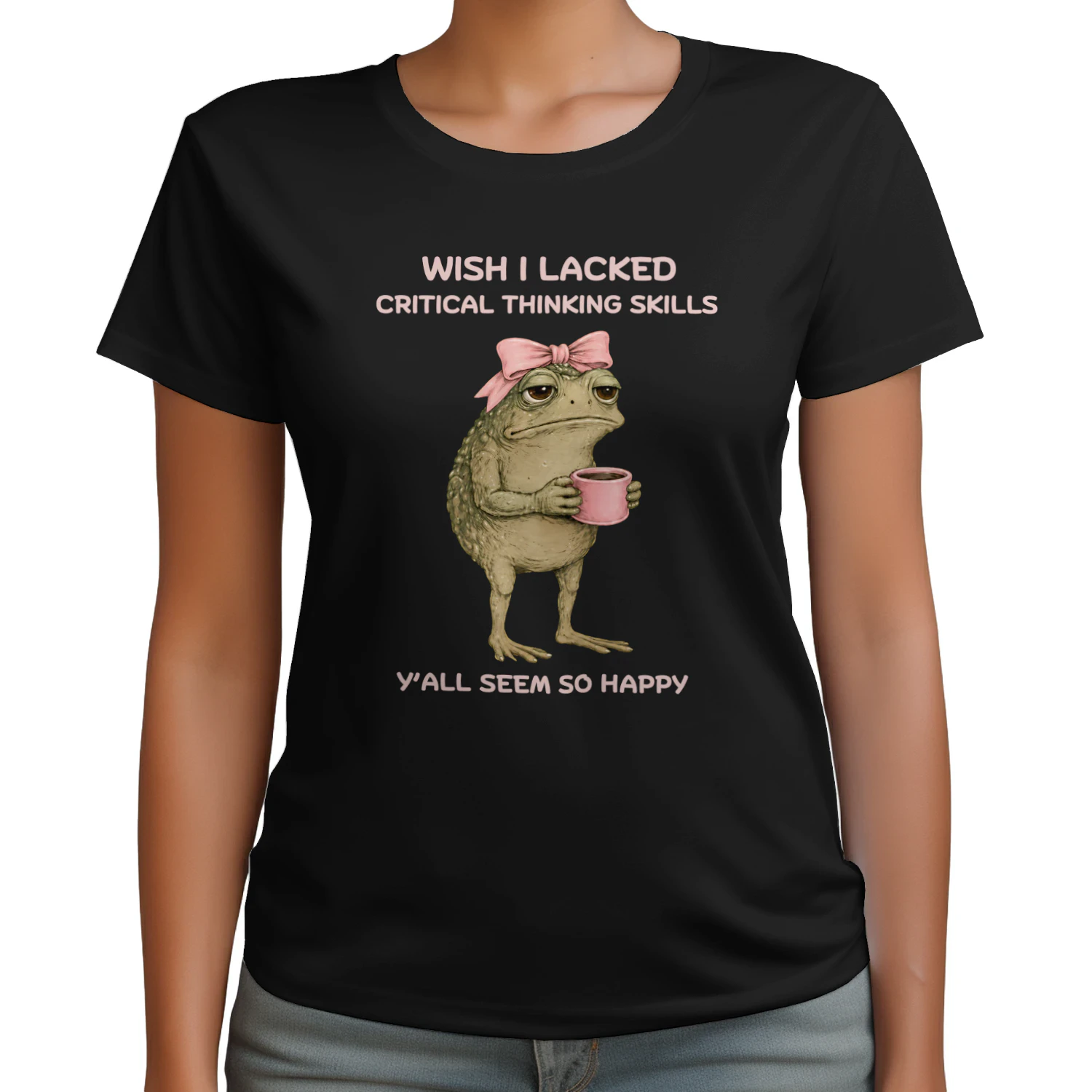 Wish I Lacked Critical Thinking Skills Funny Frog Classic Unisex T-shirt 🐸 Sarcastic Meme Tee | Dark Humor Gift for Overthinkers & Introverts 😂 Get Yours!