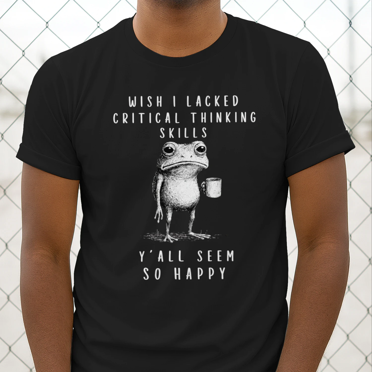 Wish I Lacked Critical Thinking Skills Funny Frog T-Shirt 🐸 Sarcastic Meme Tee | Dark Humor Gift for Overthinkers & Introverts 😂 Get Yours!