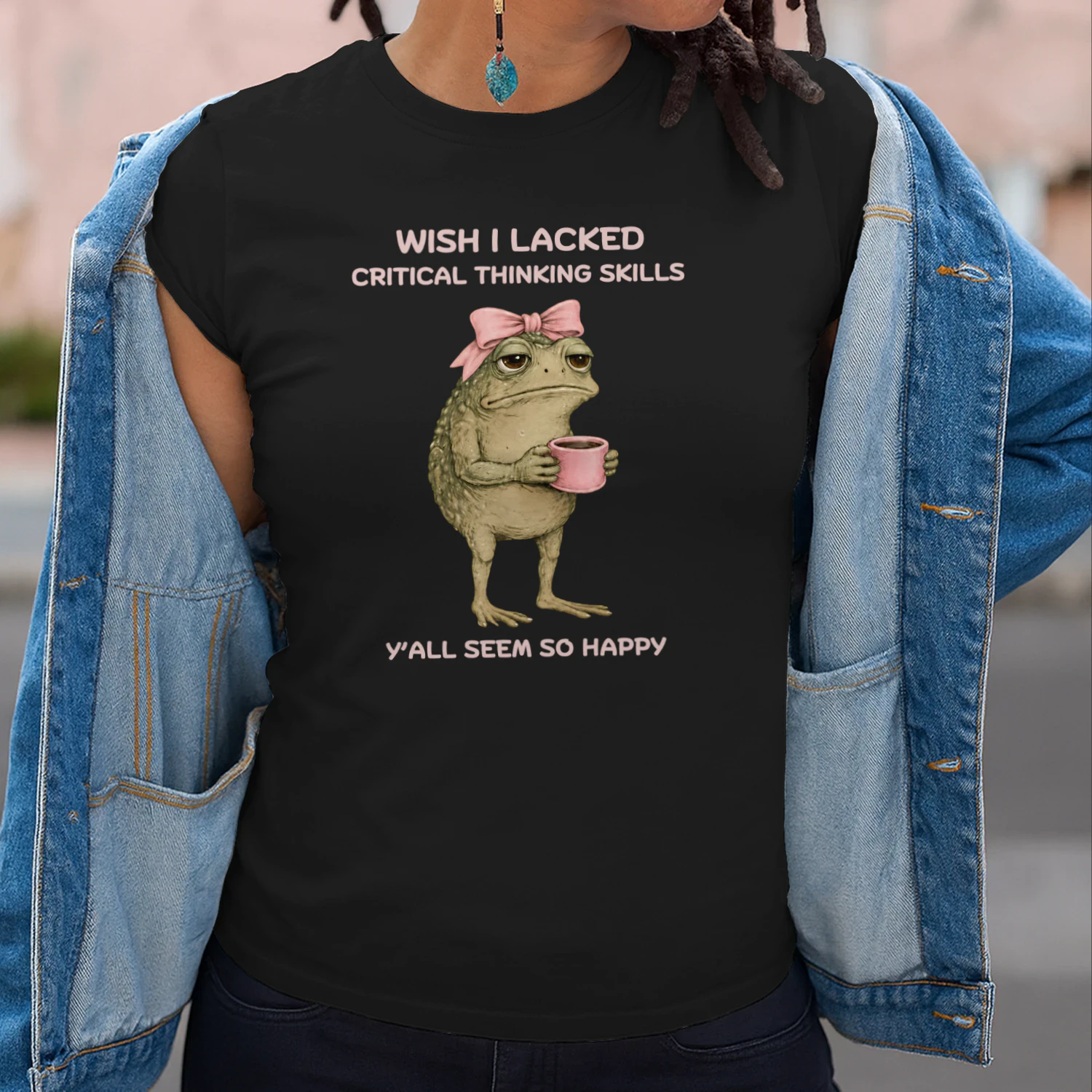 Wish I Lacked Critical Thinking Skills Funny Frog Classic Unisex T-shirt 🐸 Sarcastic Meme Tee | Dark Humor Gift for Overthinkers & Introverts 😂 Get Yours!