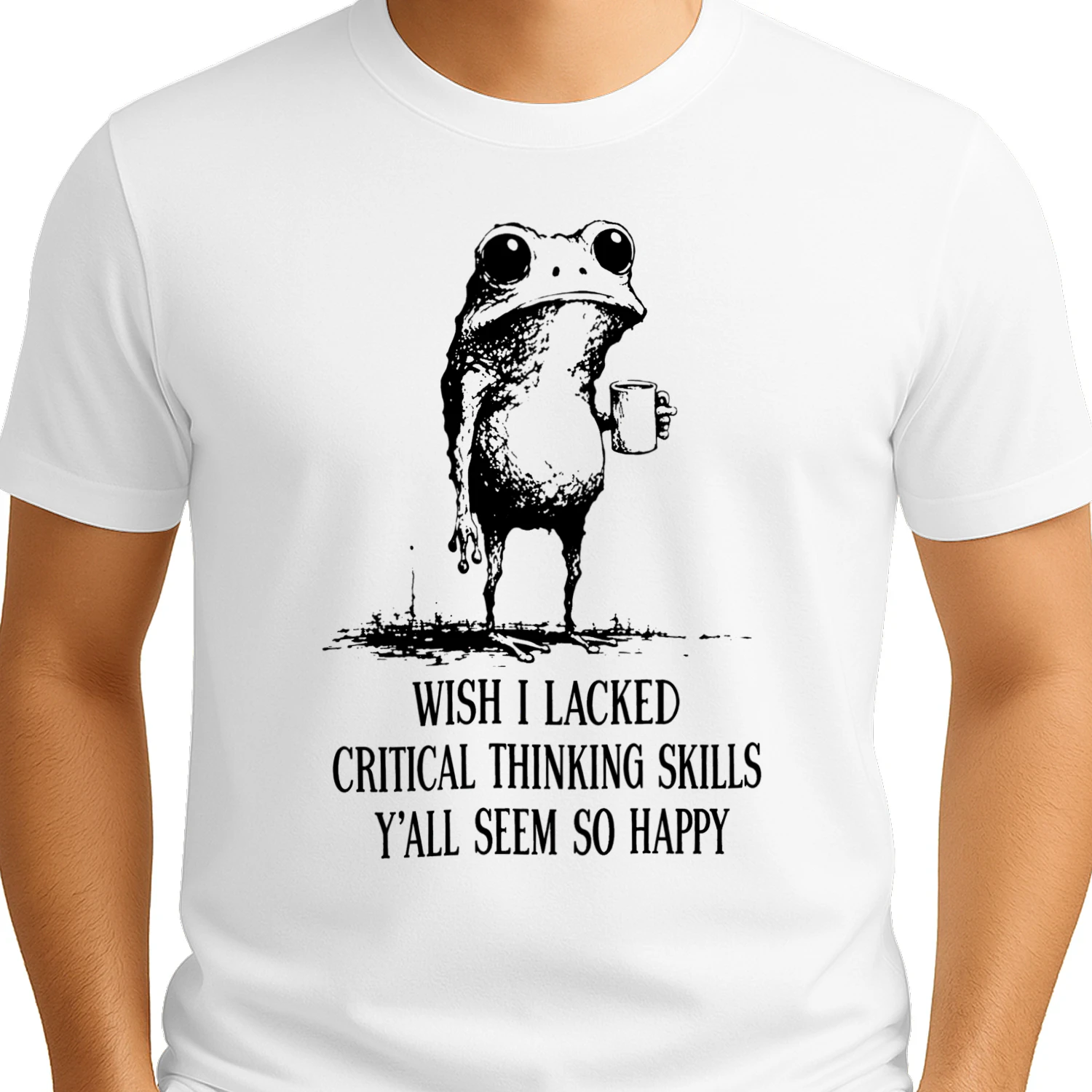 Wish I Lacked Critical Thinking Skills Funny Frog T-Shirt 🐸 Sarcastic Meme Tee | Dark Humor Gift for Overthinkers & Introverts 😂 Get Yours!