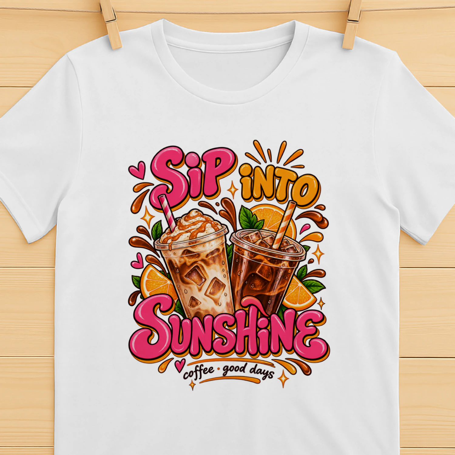 Sip Into Sunshine Coffee Graphic T-Shirt