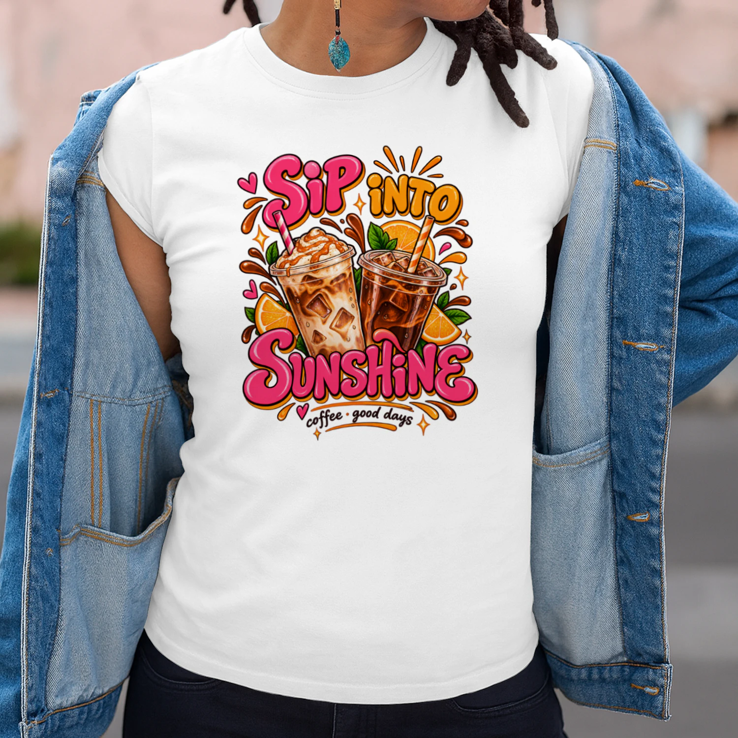 Sip Into Sunshine Coffee Graphic T-Shirt