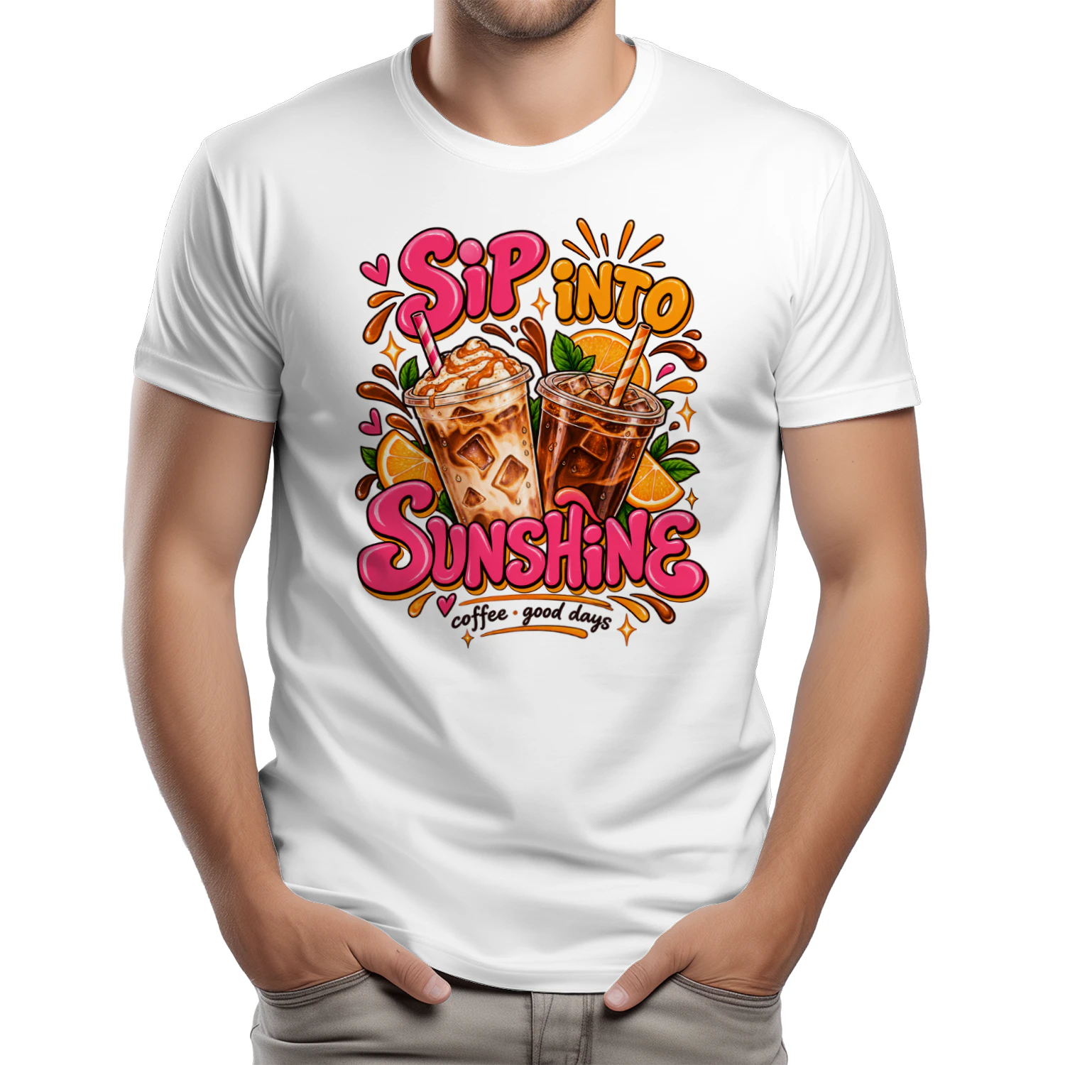 Sip Into Sunshine Coffee Graphic T-Shirt