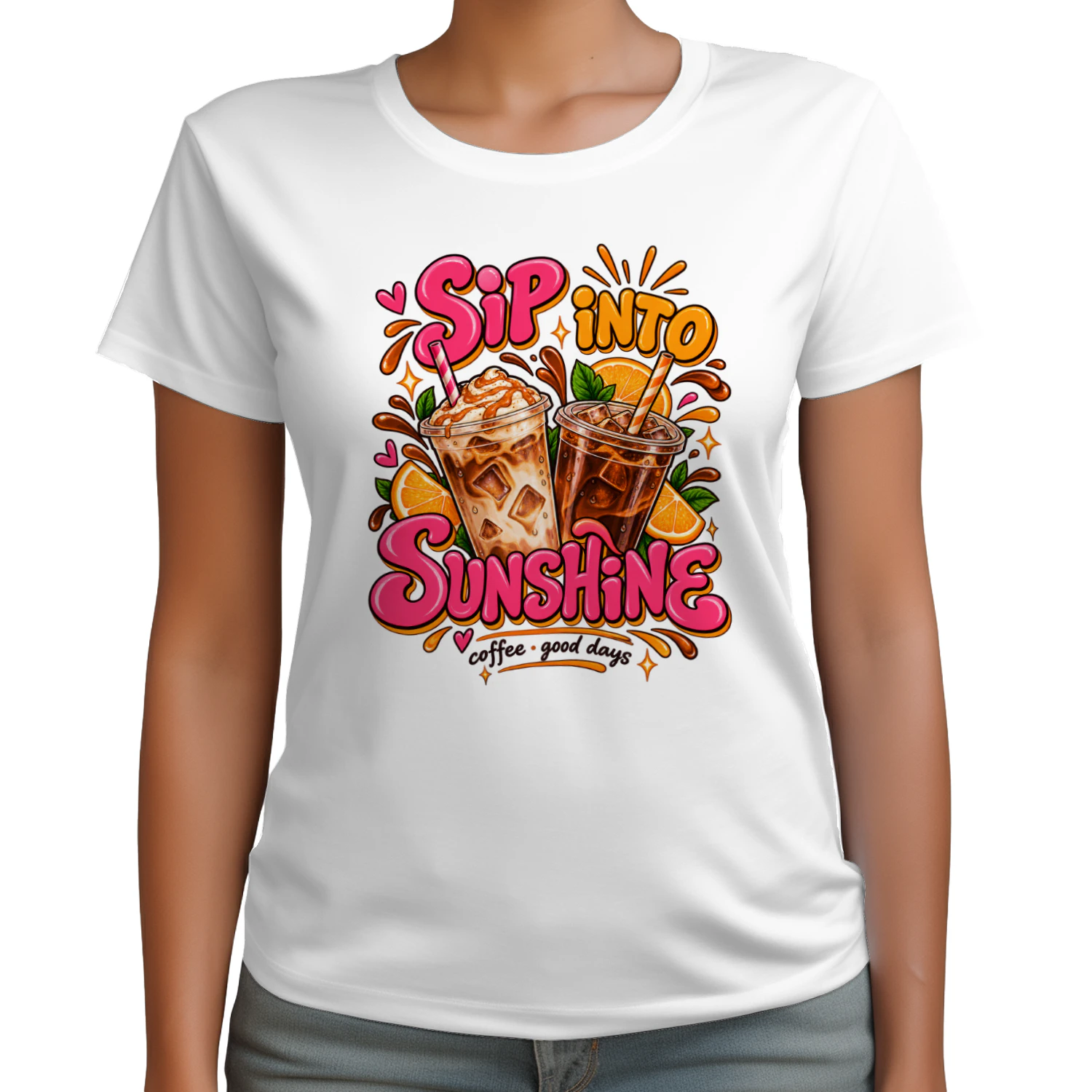 Sip Into Sunshine Coffee Graphic T-Shirt