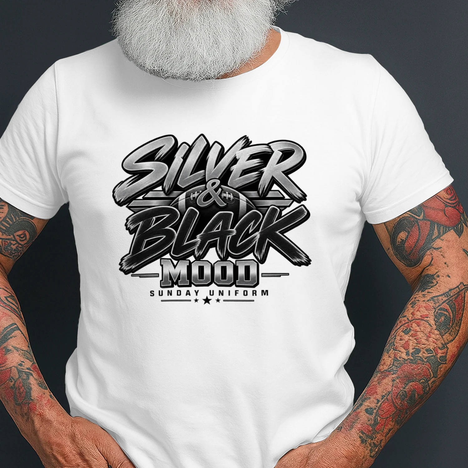 Silver & Black Mood Tee | Sunday Uniform Game Day Gift