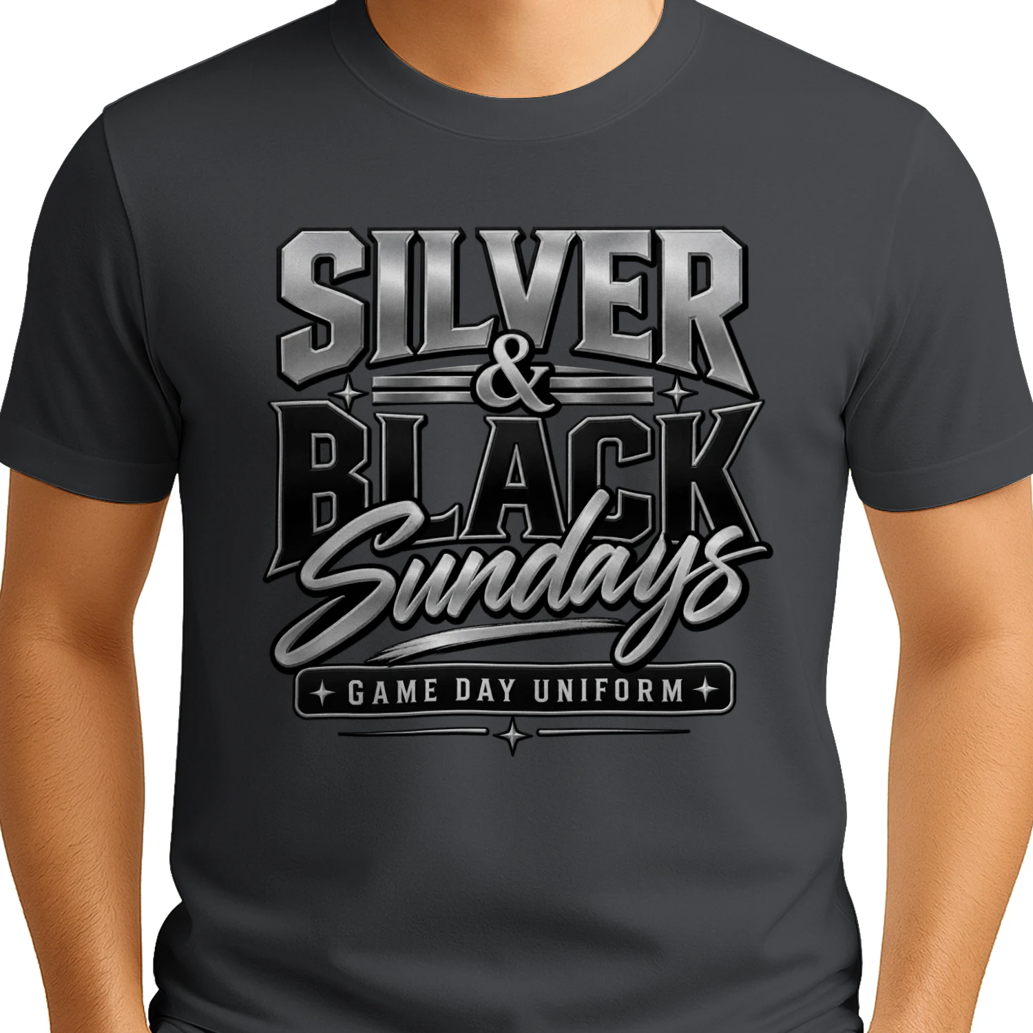 Silver & Black Game Day Shirt | Sundays Uniform Football Fan Gift
